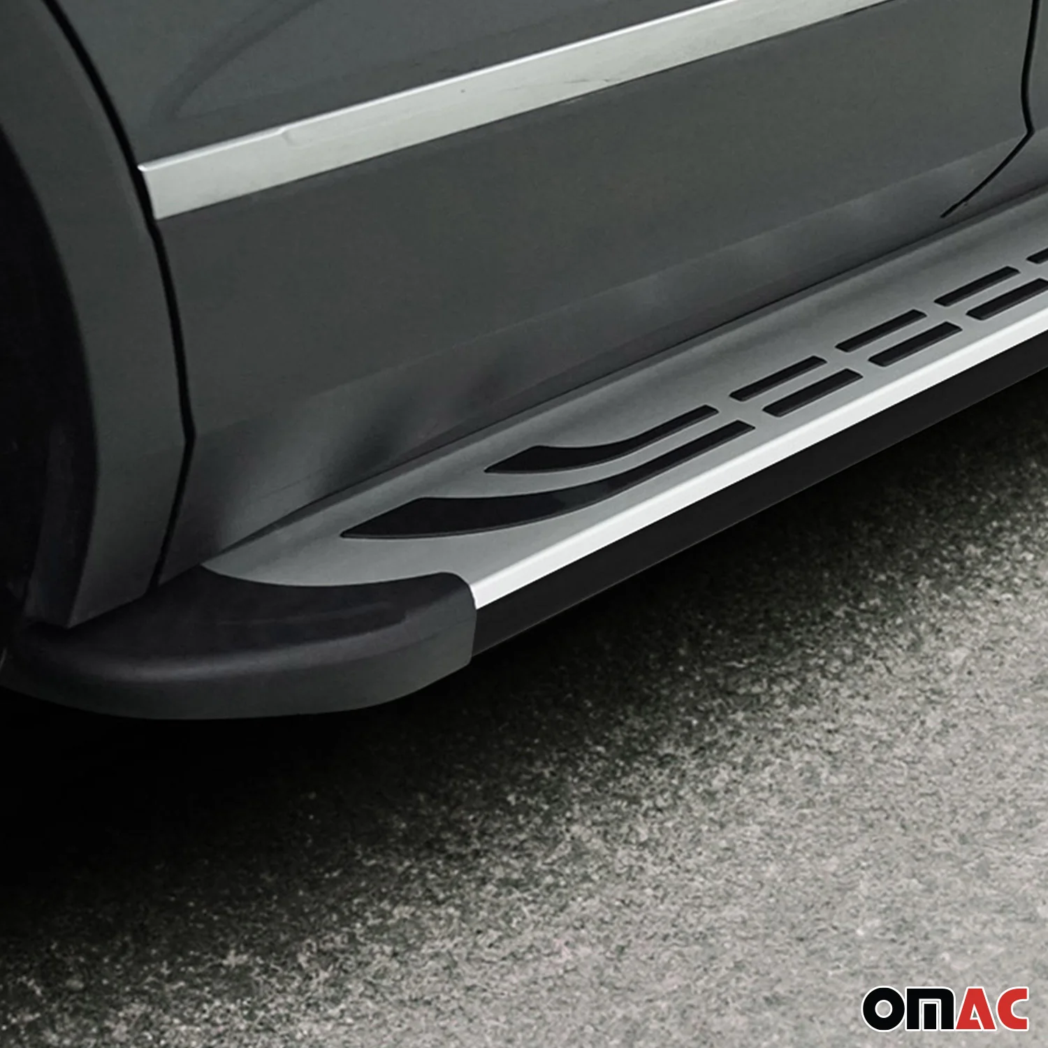 2011-2016 Kia Sportage Running Boards Side Steps Silver & Black - Image 5