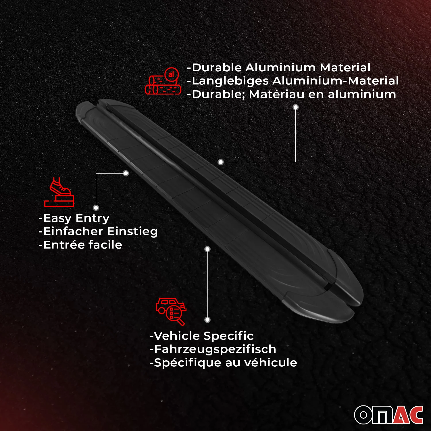 2014-2019 Ford Transit Connect L1 Short Running Boards Side Steps Black - Image 4