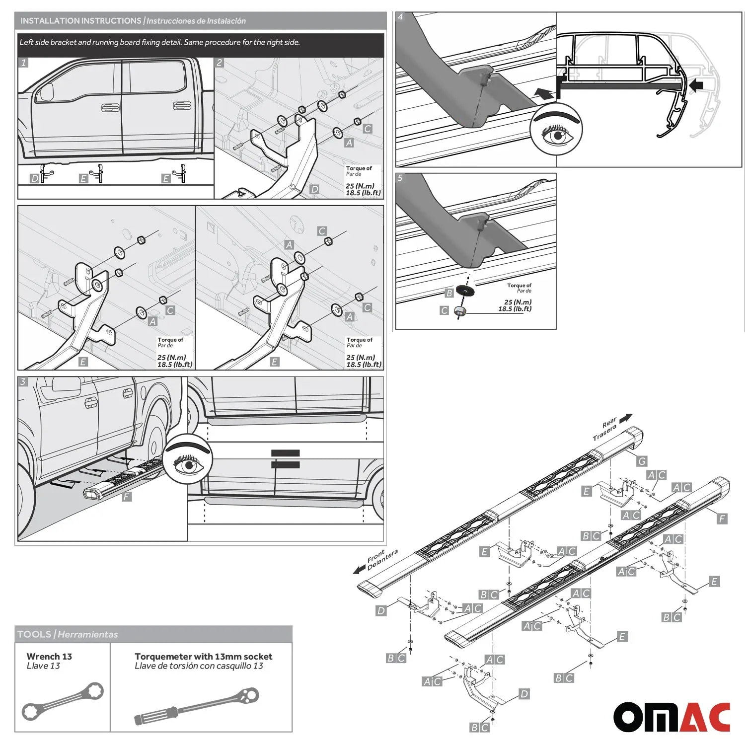 2015-2023 Ford F-150 Super Crew Running Boards Nerf Bars Side Step Non-Slip - Image 5