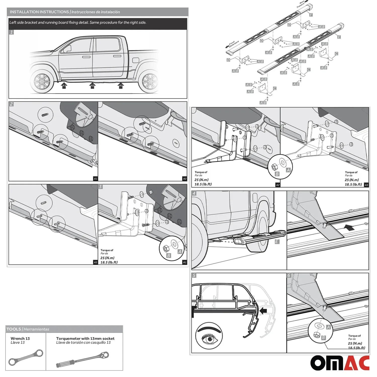 2019-2023 Ram 1500 Crew Cab Running Board Nerf Bar Side Step - Image 5