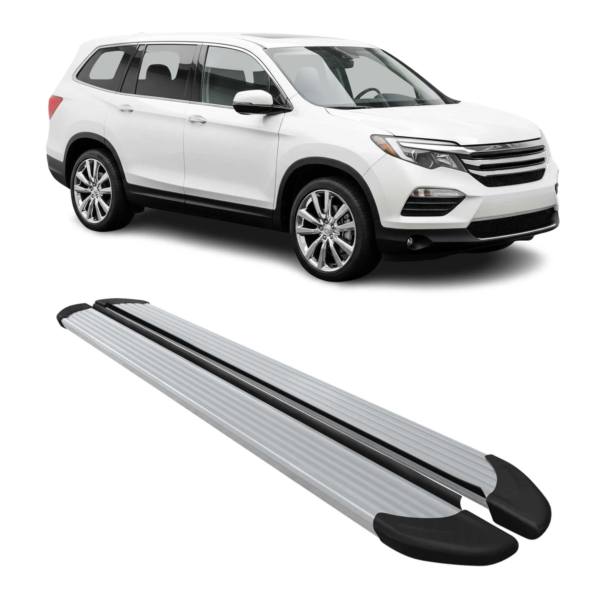 2016-2022 Honda Pilot Running Boards Side Steps Silver