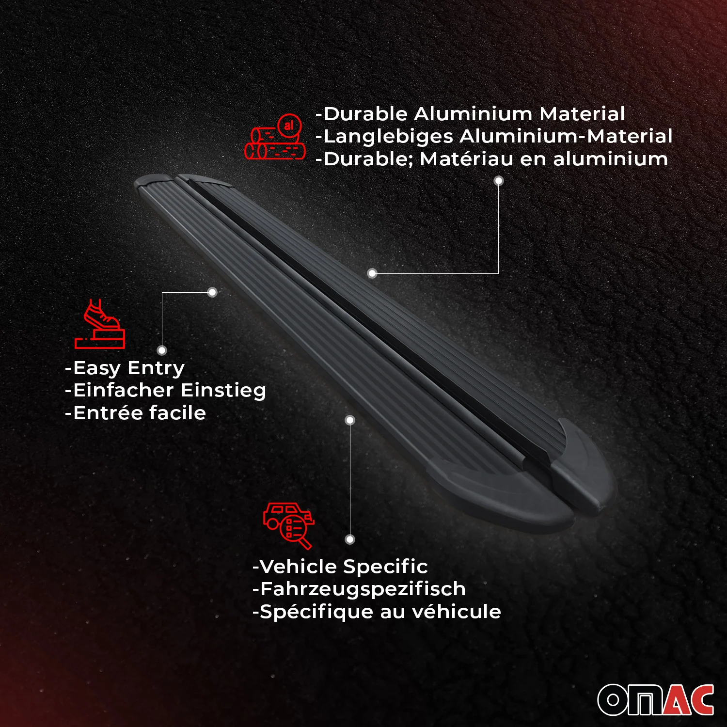 2020-2025 Kia Telluride 1.gen Running Board Nerf Bars Side Step Black 2 Pcs - Image 4