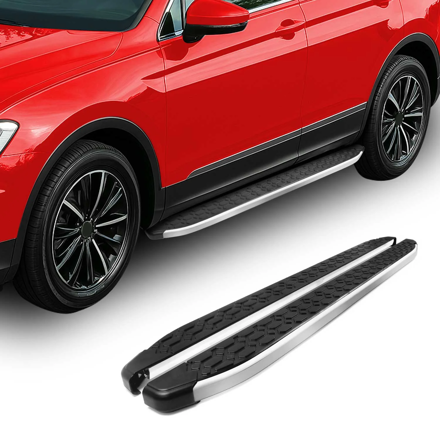 2010-2013 Kia Soul Running Boards Side Steps Silver & Black - Image 2