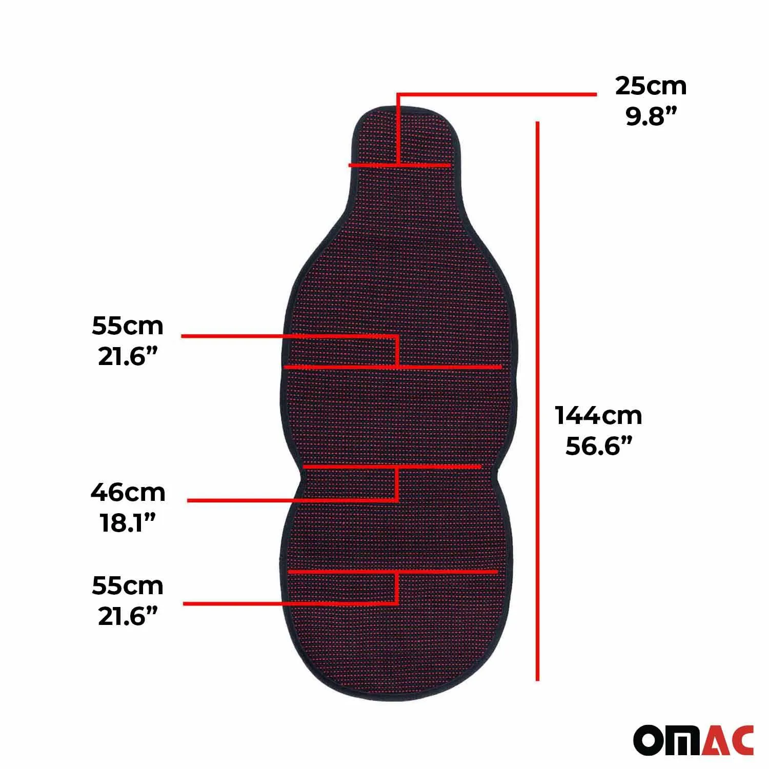 Mercedes Antiperspirant Front Seat Cover Pads Black Red Fabric Black Red 2Pcs - Image 3