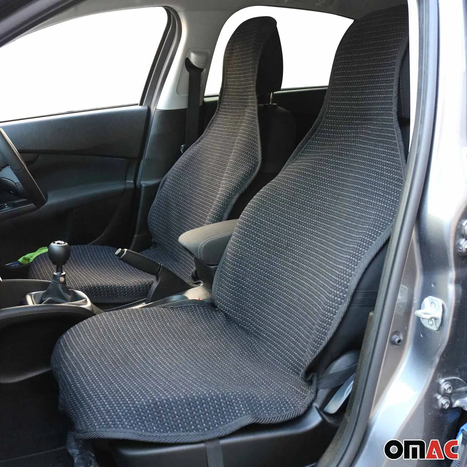 Acura Antiperspirant Front Seat Cover Pads Black Grey 2 Pcs - Image 2