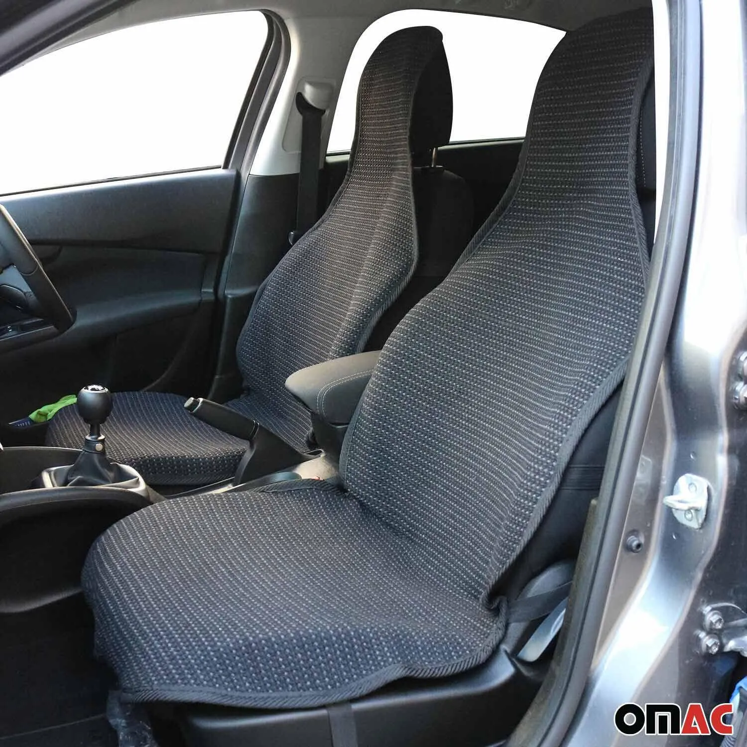 Jeep Antiperspirant Front Seat Cover Pads Black Grey 2 Pcs - Image 2