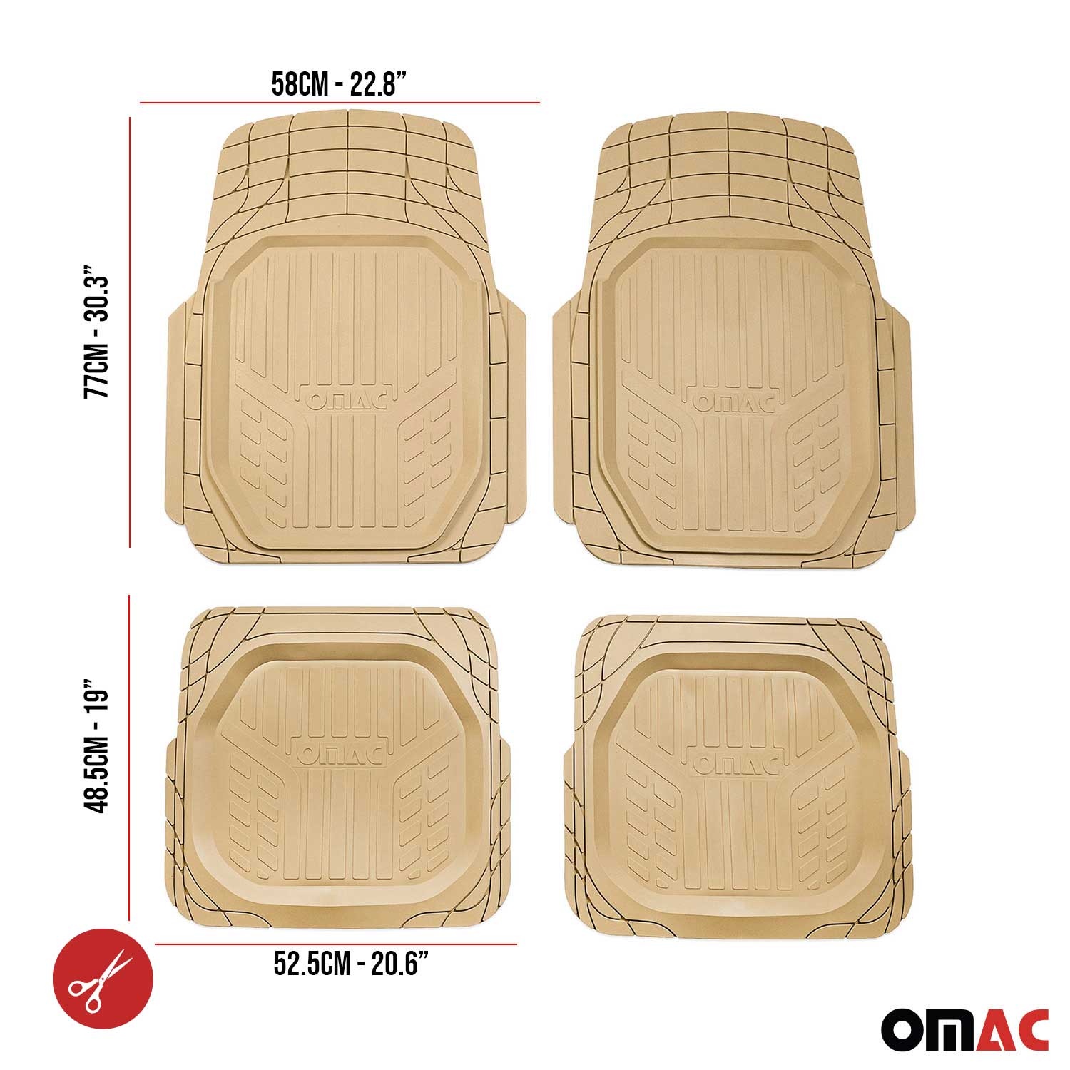 Mazda Heavy Duty Trim to fit Floor Mats Liner Tan All Weather 4Pcs - Image 6