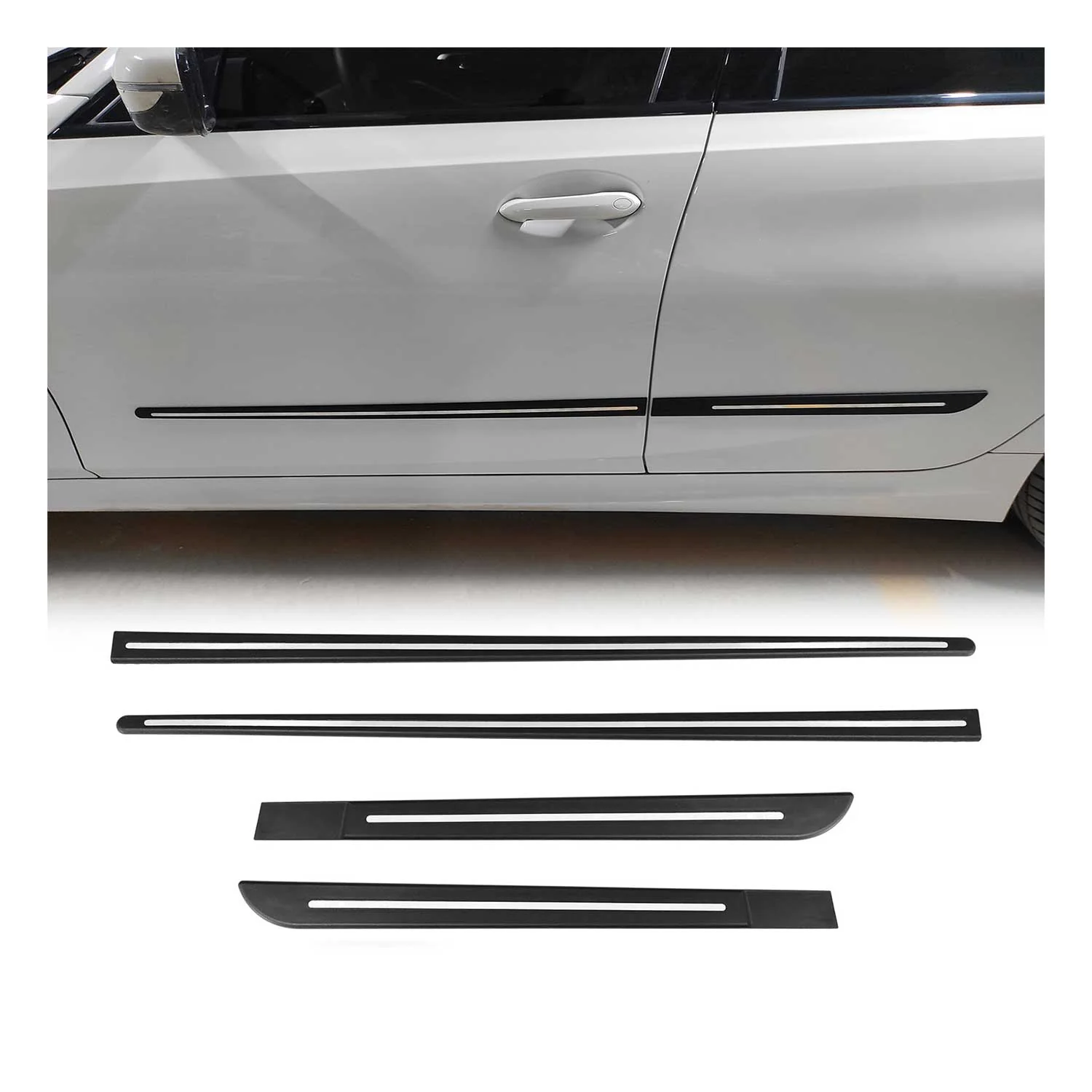Side Door Protector Black and S.Steel Trim Cover Accessory Car SUV Trucks