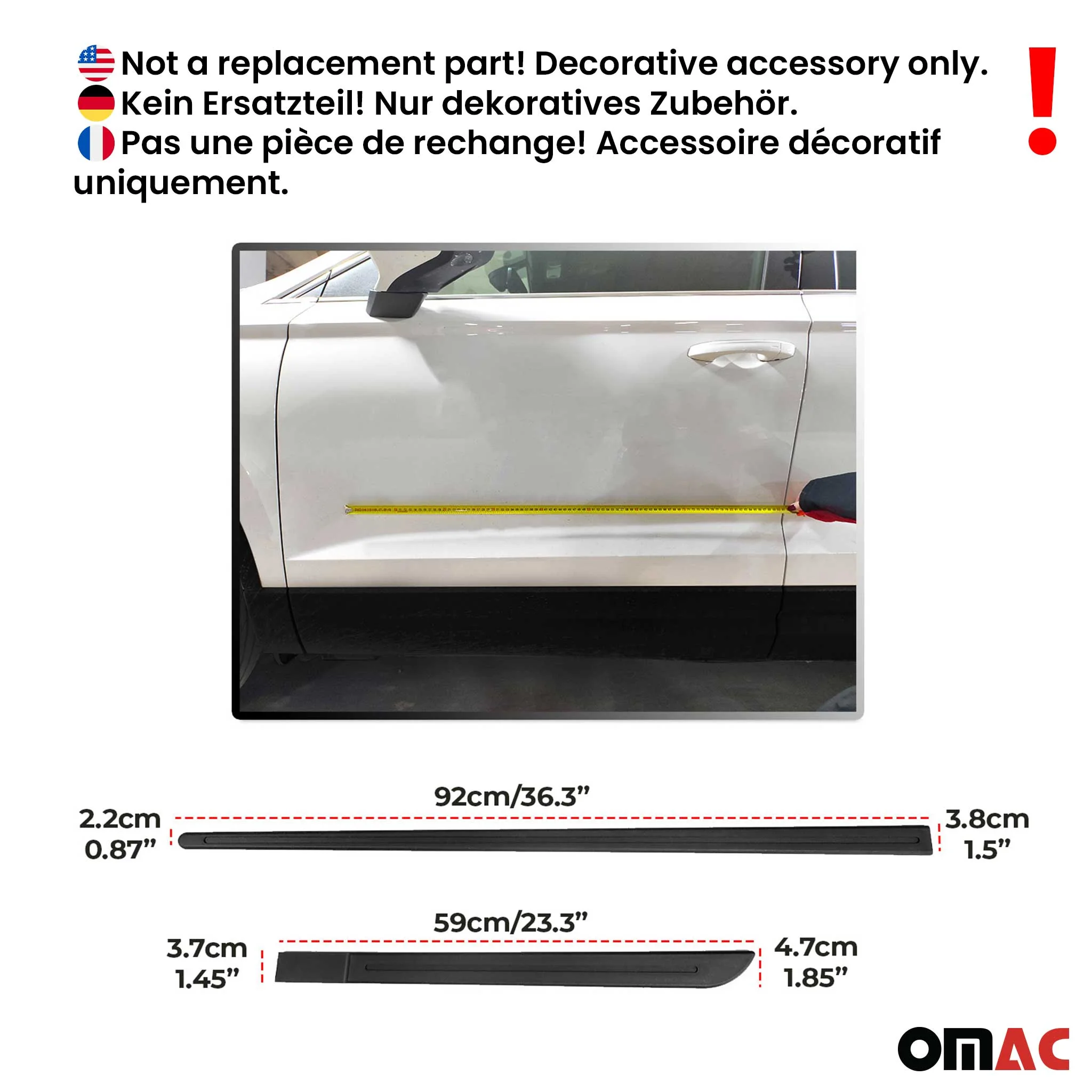 Acura Side Door Molding Trim Skirt Garnish Black 4 Pcs - Image 4