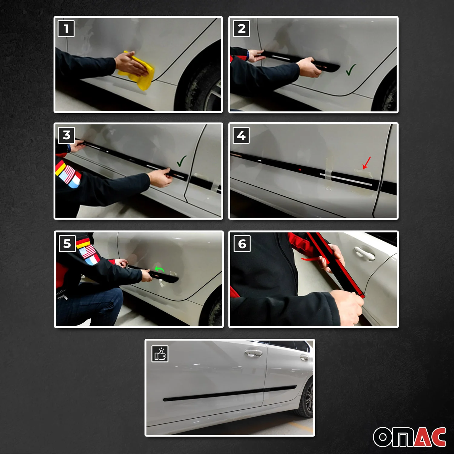 Acura Side Door Molding Trim Skirt Garnish Black 4 Pcs - Image 5