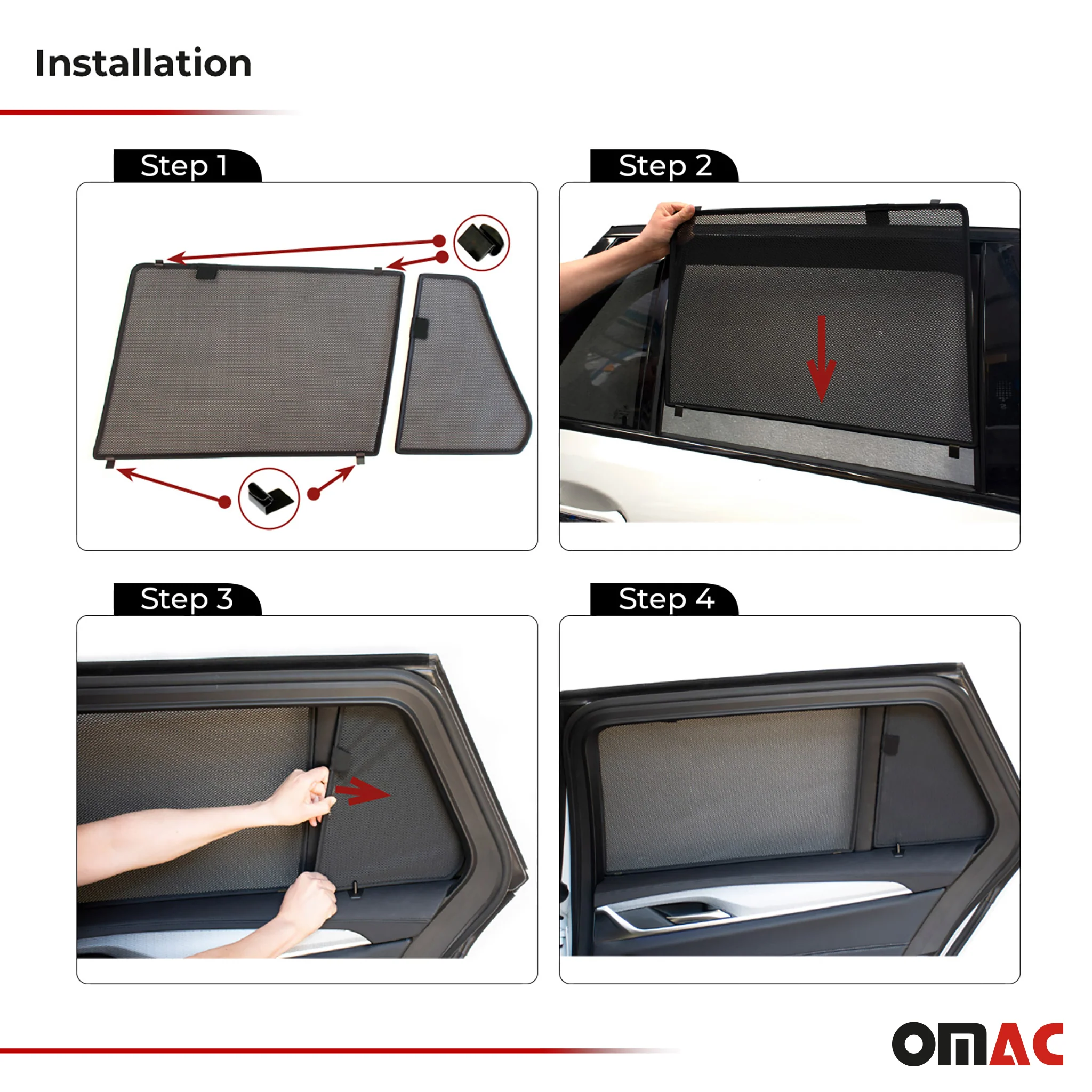 Side Rear Window Curtain Mesh UV Block for Volvo V60 2015-2018 Wagon Black 4Pcs - Image 5