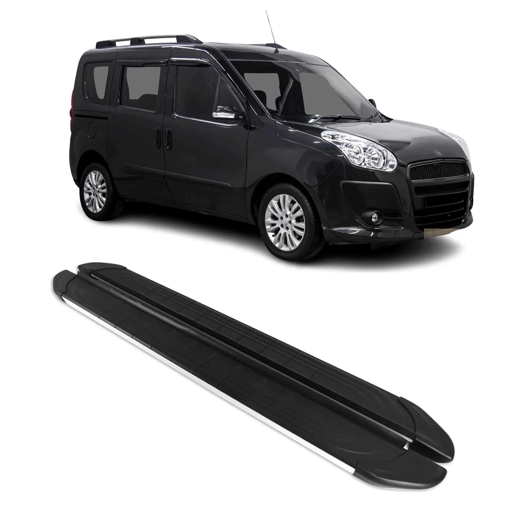2015-2022 RAM ProMaster City Running Boards Side Steps Silver & Black