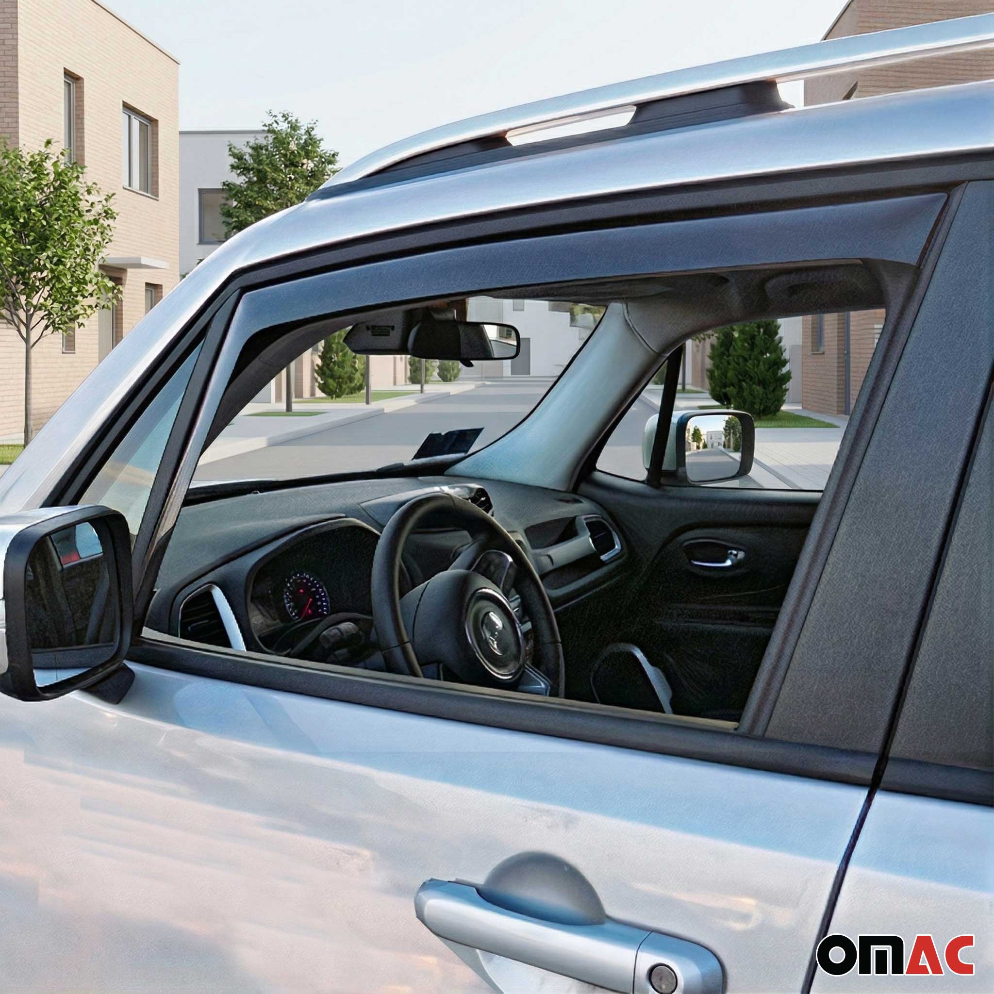 2015-2024 Jeep Renegade Window Visor Vent Rain Deflector Black Smoke 4x - Image 6
