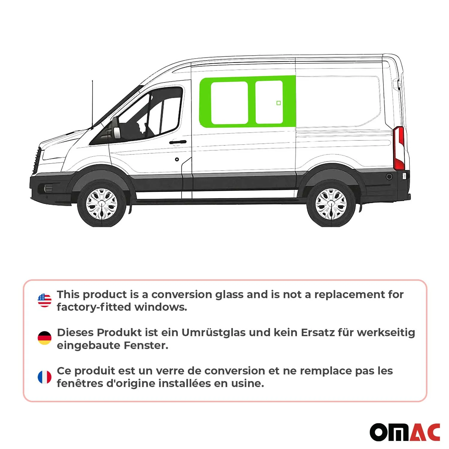 2015-2026 Ford Transit L2 L3 L4 Sliding Window Glass Front Left Side - Image 2