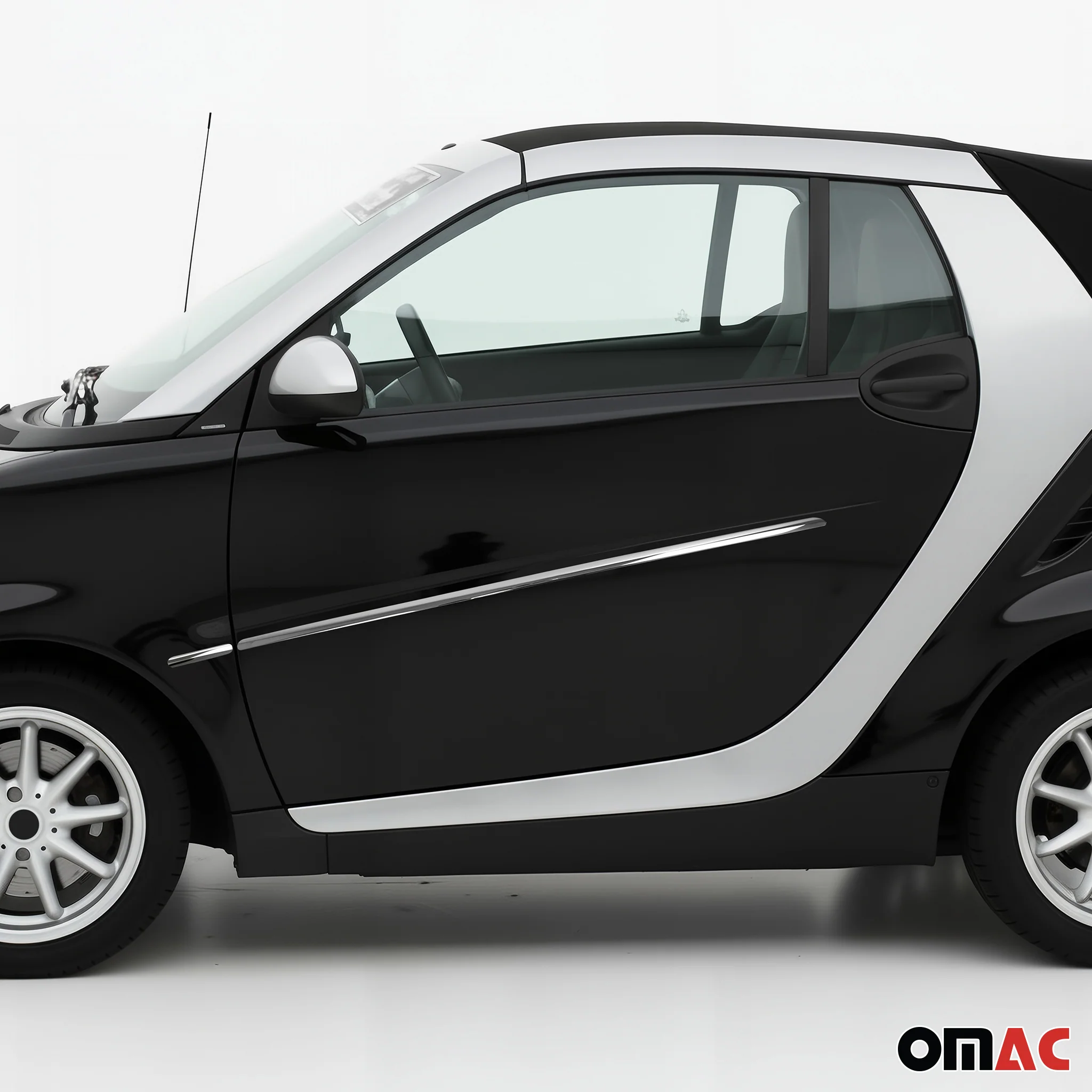 2007-2015 Smart ForTwo Side Door Molding Trim Skirt Garnish Stainless Steel Silver 4Pcs - Image 2