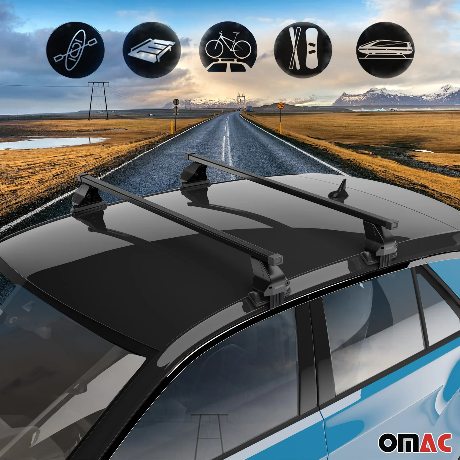 2018-2024 Toyota Camry Roof Rack Cross Bars Black - Image 3