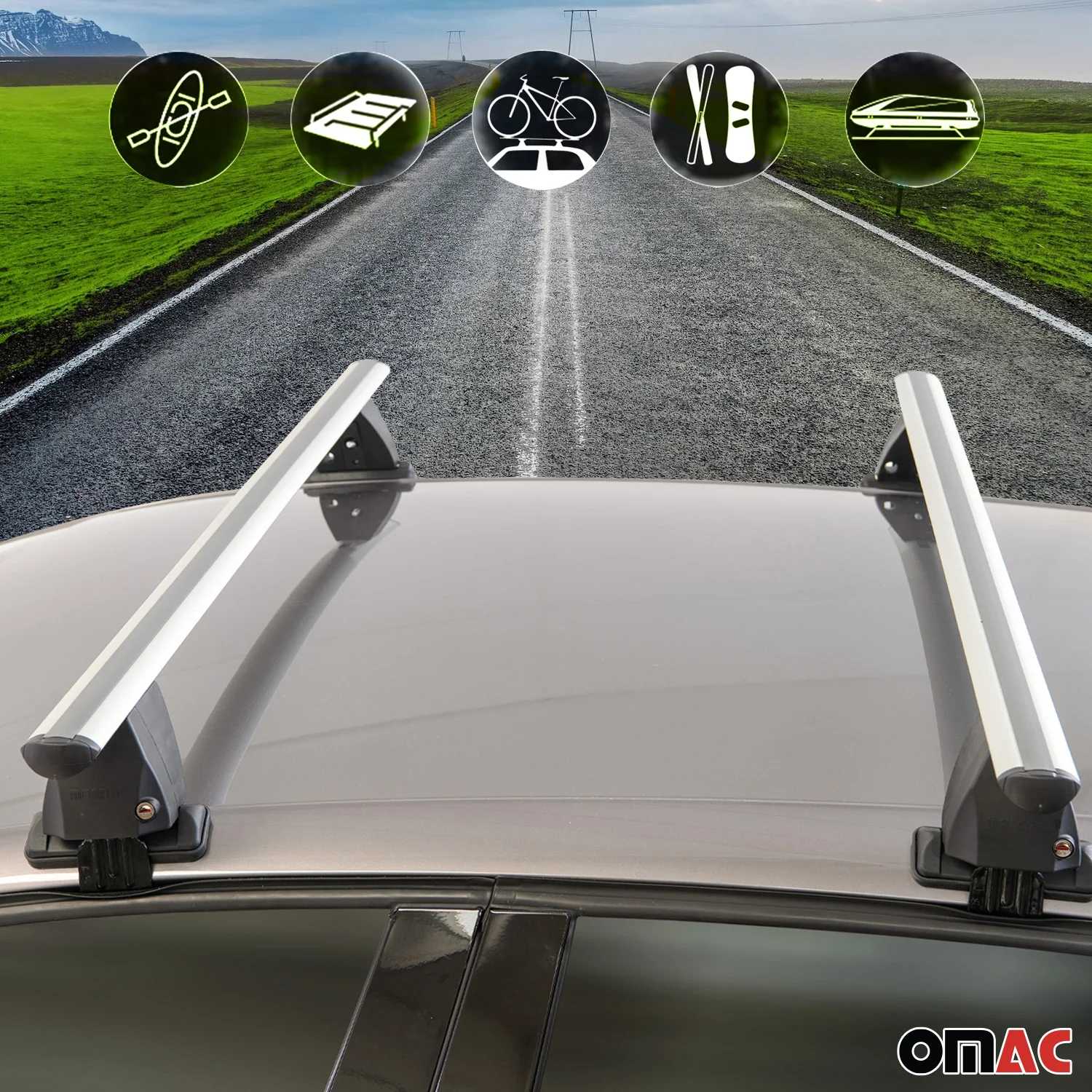 2011-2026 Dodge Durango Roof Rack Cross Bars Silver - Image 3