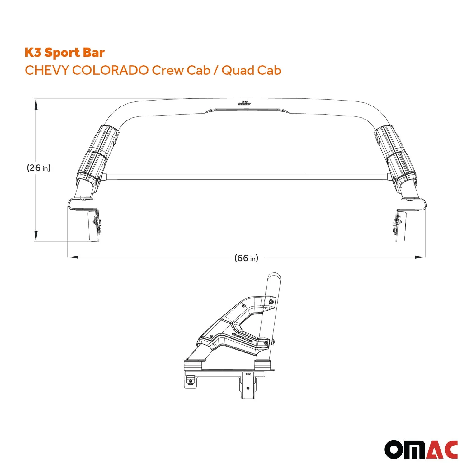 2016-2023 Chevrolet Colorado Crew Cab Sports bar Bar Rack Head Cargo Bed - Image 4