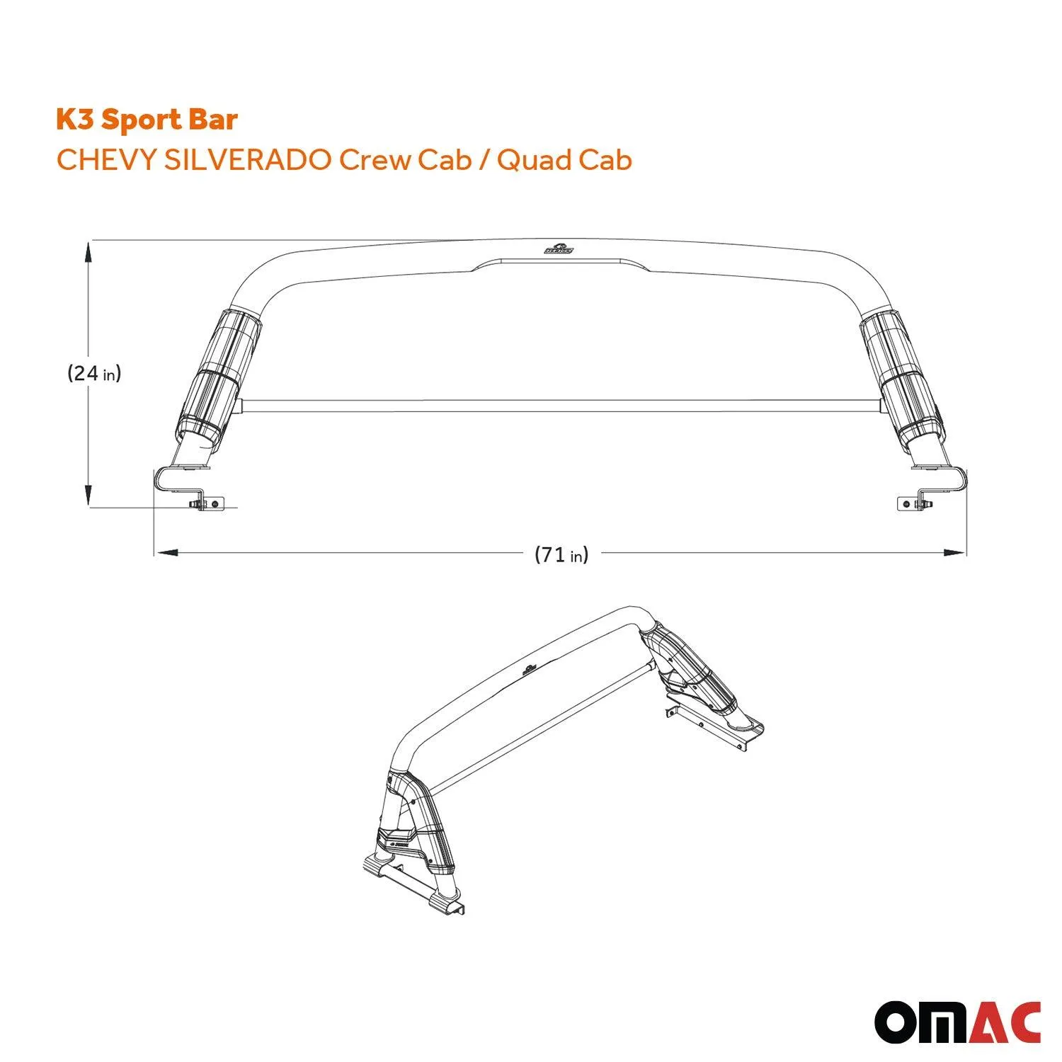 2015-2023 Chevrolet Silverado Sports bar Roll Bar Sport Rack Head Cargo Bed - Image 4