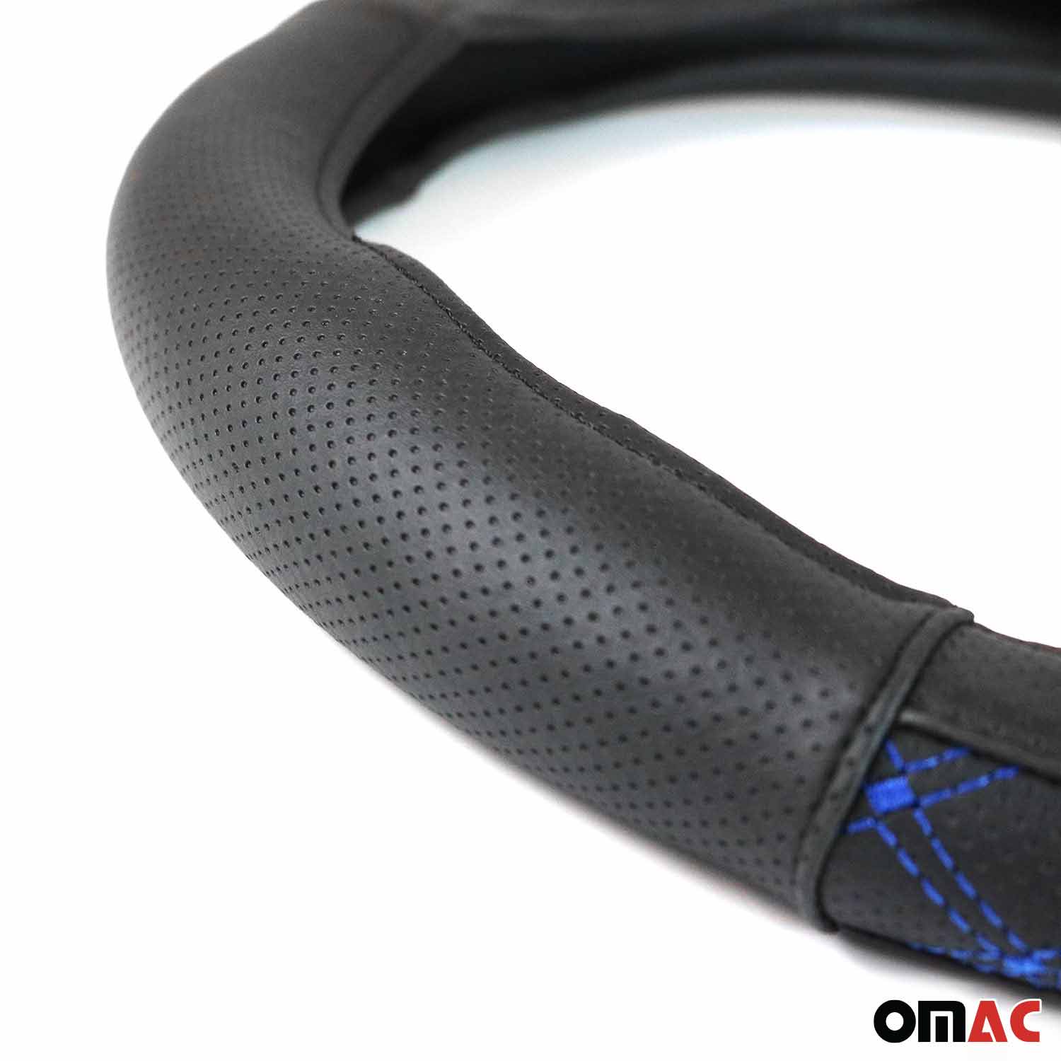 14.5-15.5’’ Steering Wheel Cover Blue Stitch Leather Anti-slip Breathable - Image 11