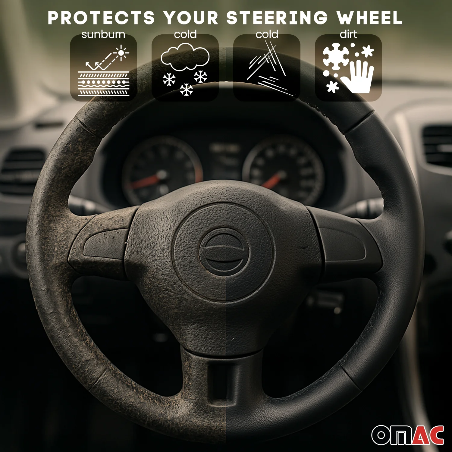 14.5-15.5’’ Steering Wheel Cover Blue Stripe Leather Anti-slip Breathable - Image 3