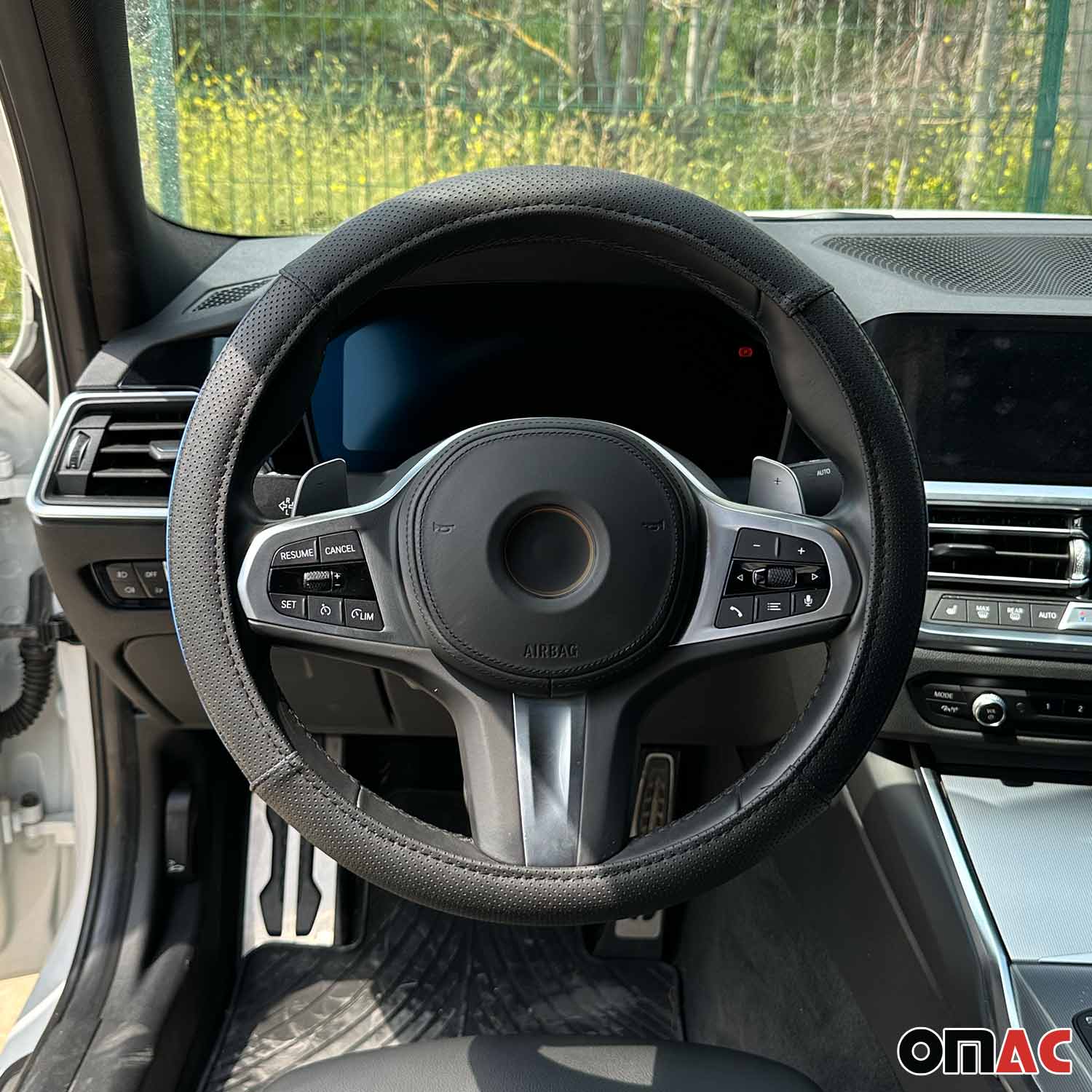 14.5-15.5’’ Steering Wheel Cover Half Moon Blue Leather Anti-slip Breathable - Image 7