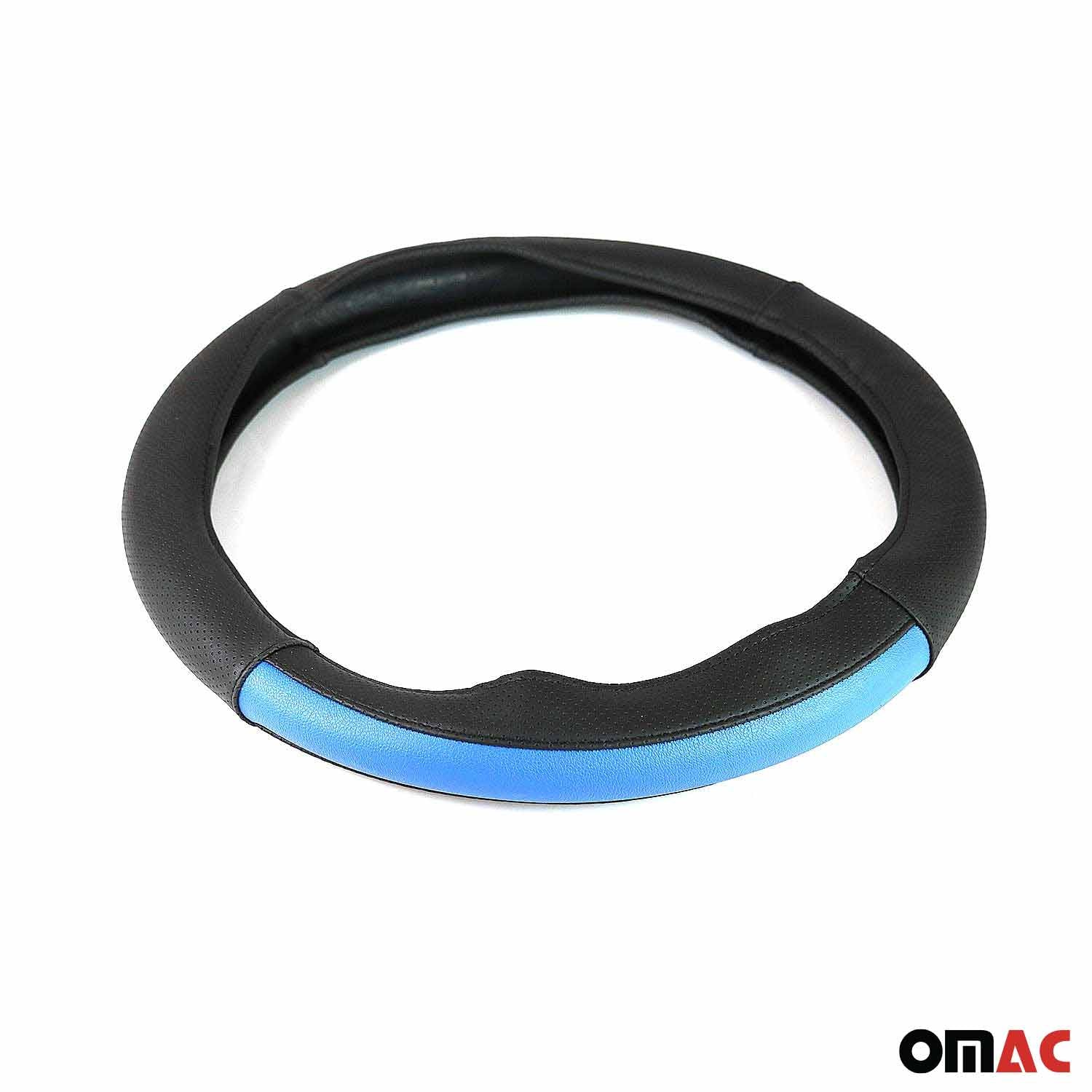 14.5-15.5’’ Steering Wheel Cover Half Moon Blue Leather Anti-slip Breathable - Image 9