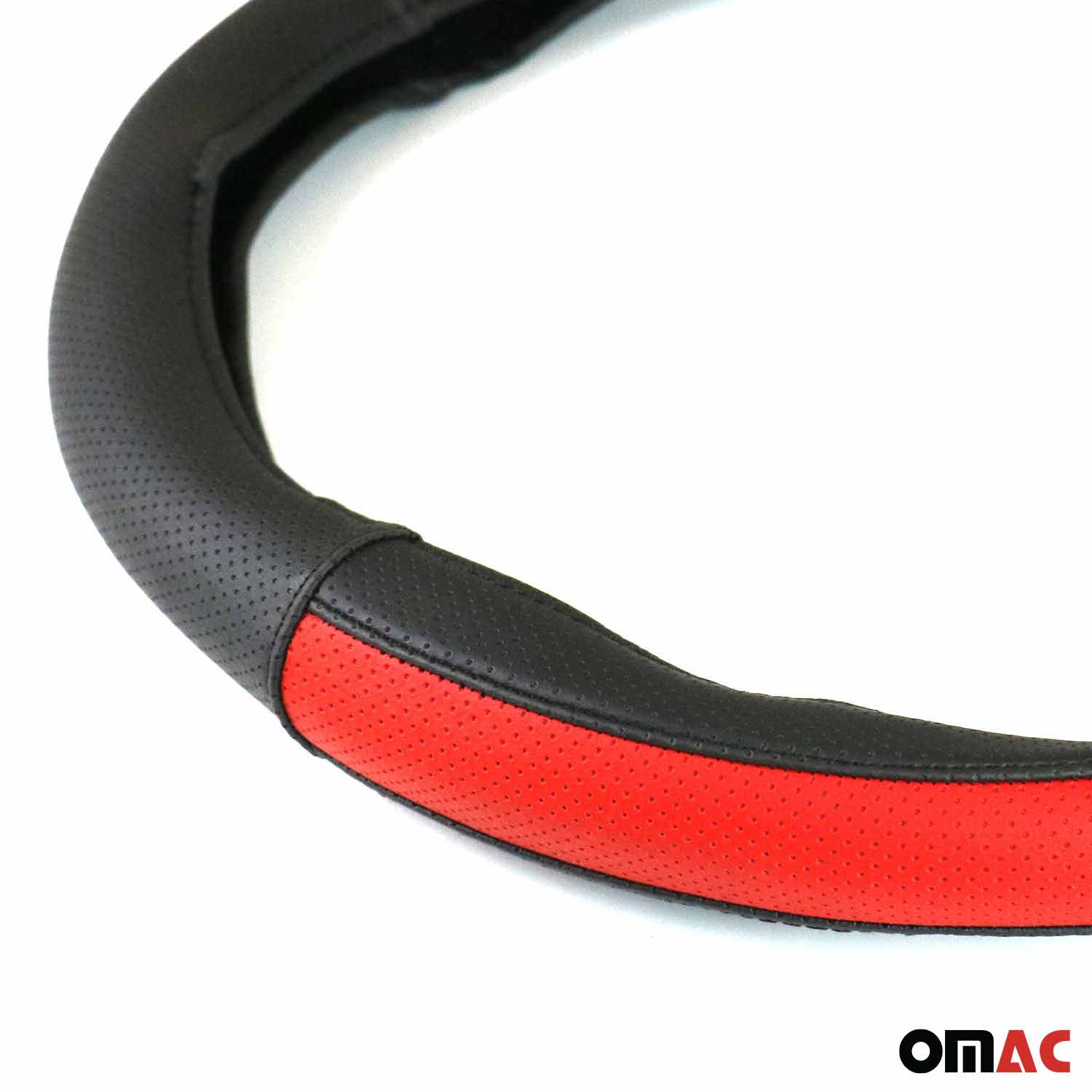 14.5-15.5’’ Steering Wheel Cover Half Moon Red Leather Anti-slip Breathable - Image 10