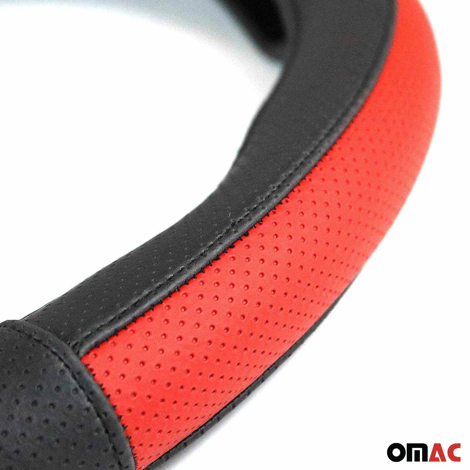 14.5-15.5’’ Steering Wheel Cover Half Moon Red Leather Anti-slip Breathable - Image 11