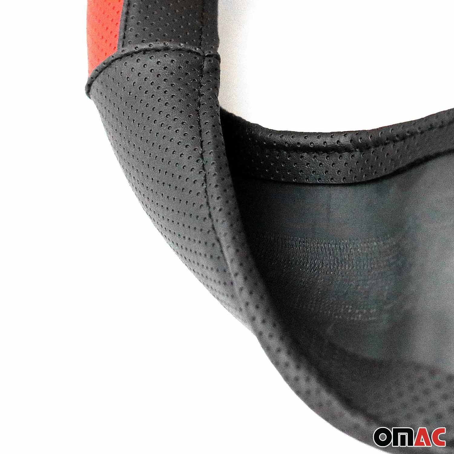 14.5-15.5’’ Steering Wheel Cover Half Moon Red Leather Anti-slip Breathable - Image 12