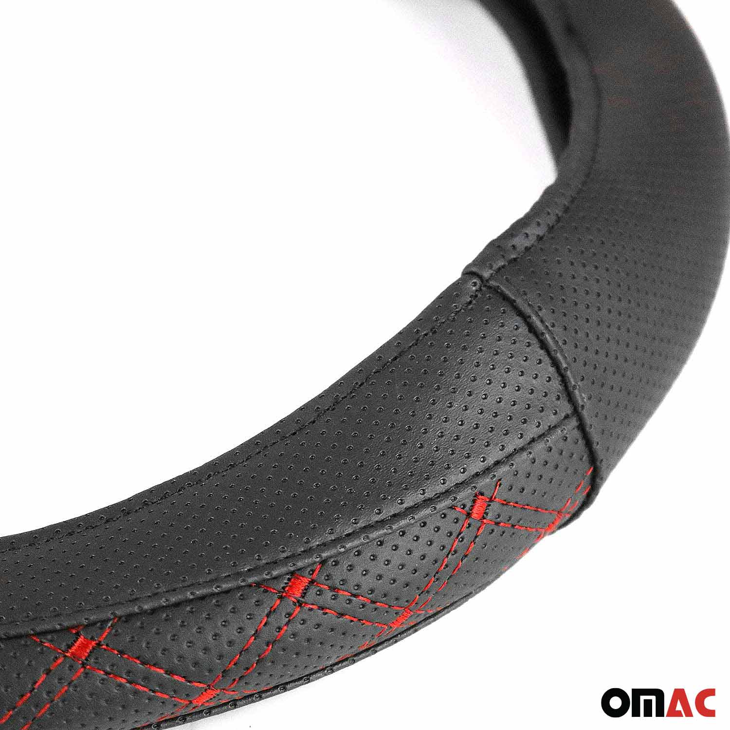 14.5-15.5’’ Steering Wheel Cover Red Stitches Leather Anti-slip Breathable - Image 11