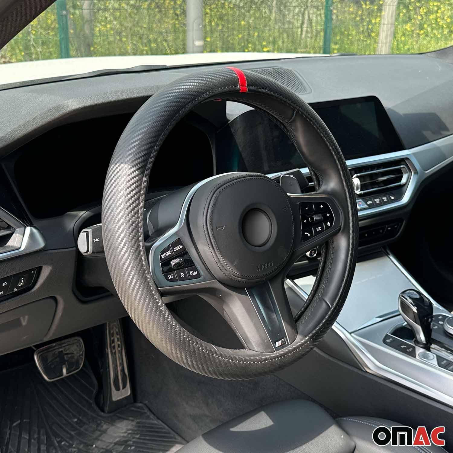 14.5-15.5’’ Steering Wheel Cover Red Stripe Leather Anti-slip Breathable - Image 7