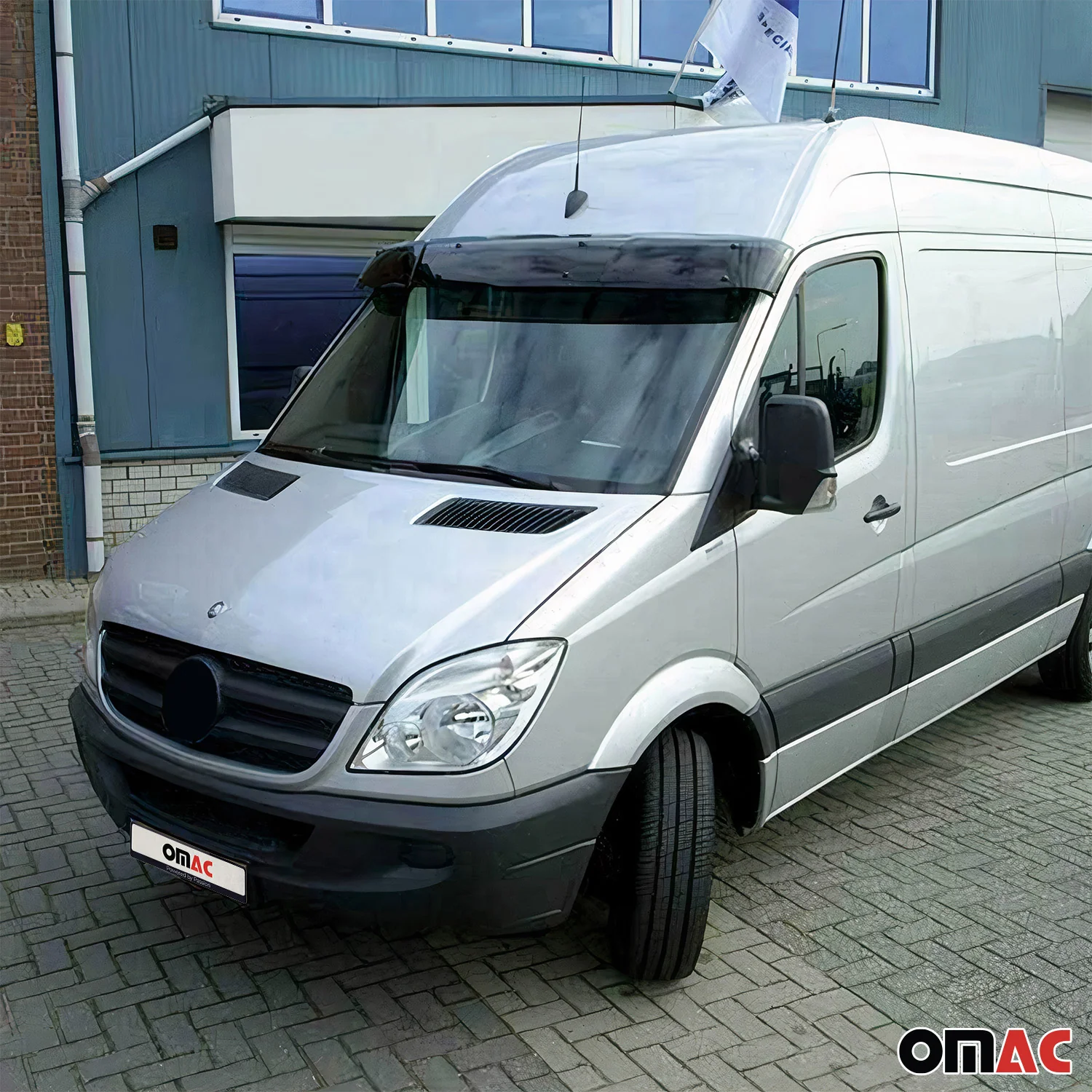 2006-2018 Mercedes Sprinter W906 Windshield Sun Visor & Window Visor Vent Kit 3Pcs Smoke - Image 2
