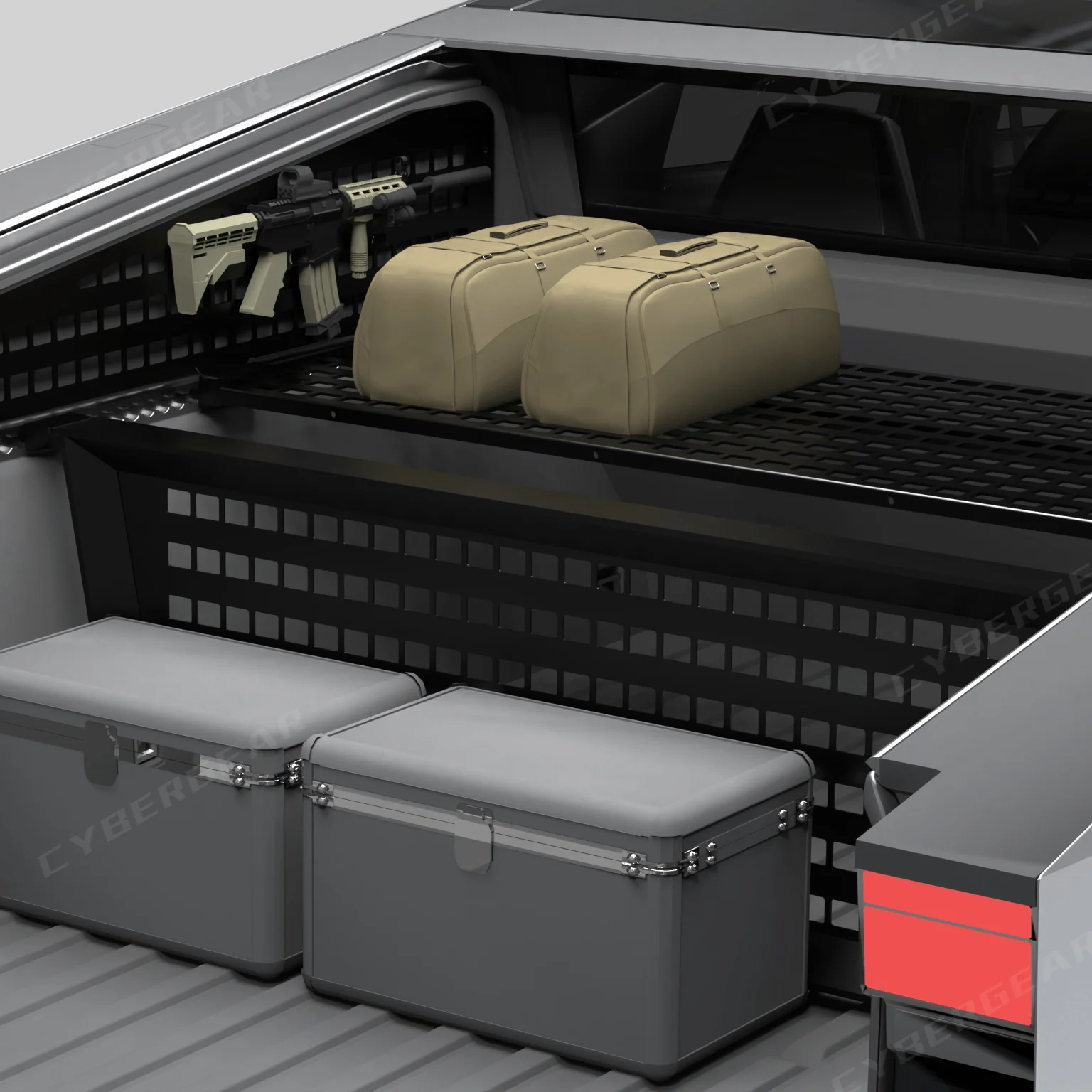 Tesla Cybertruck L-Track Molle Trunk Bed Shelf Level Molle Panels - Image 2