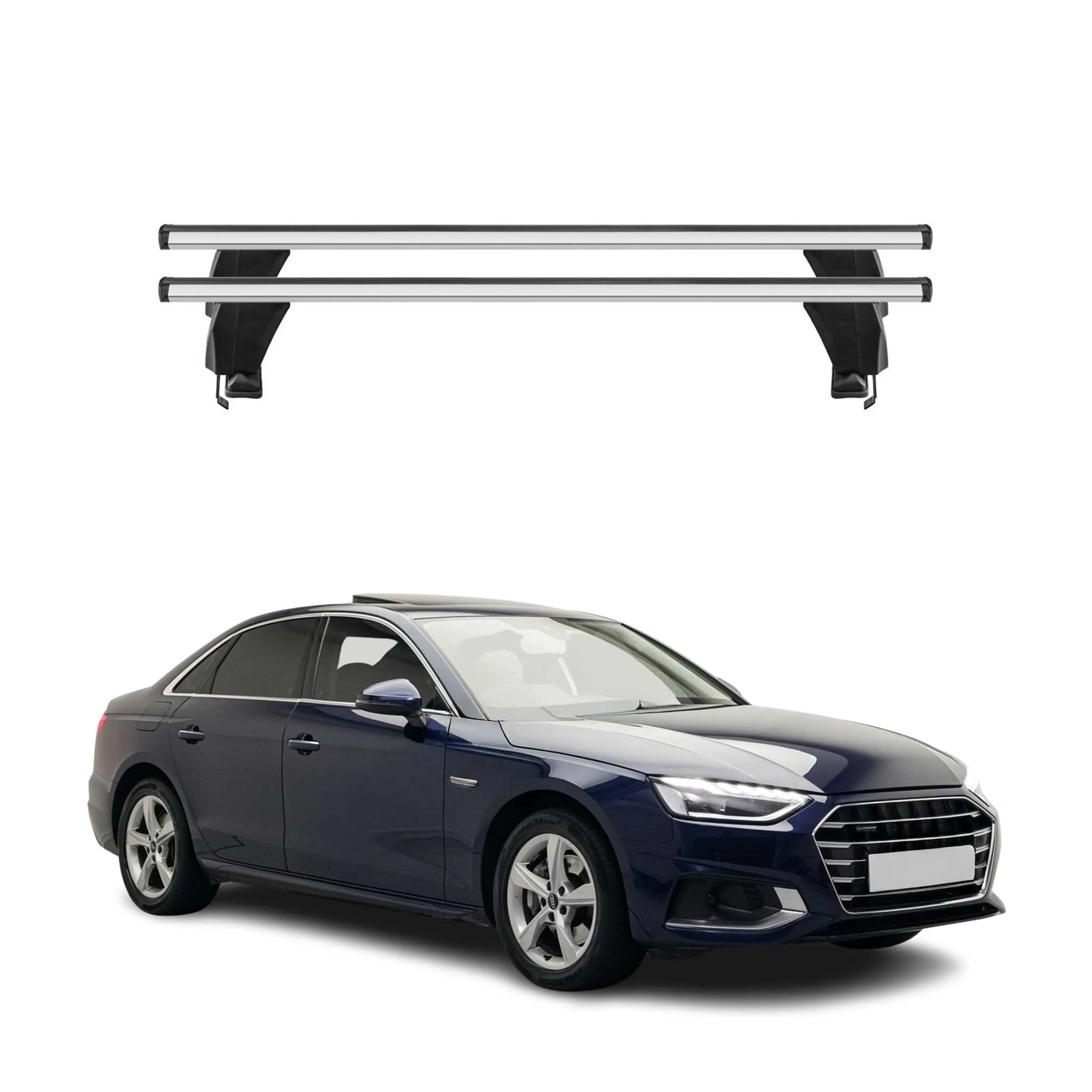Top Roof Racks Cross Bars fits Audi A4 B9 Sedan 2020-2026 FL 2Pcs Gray Aluminium
