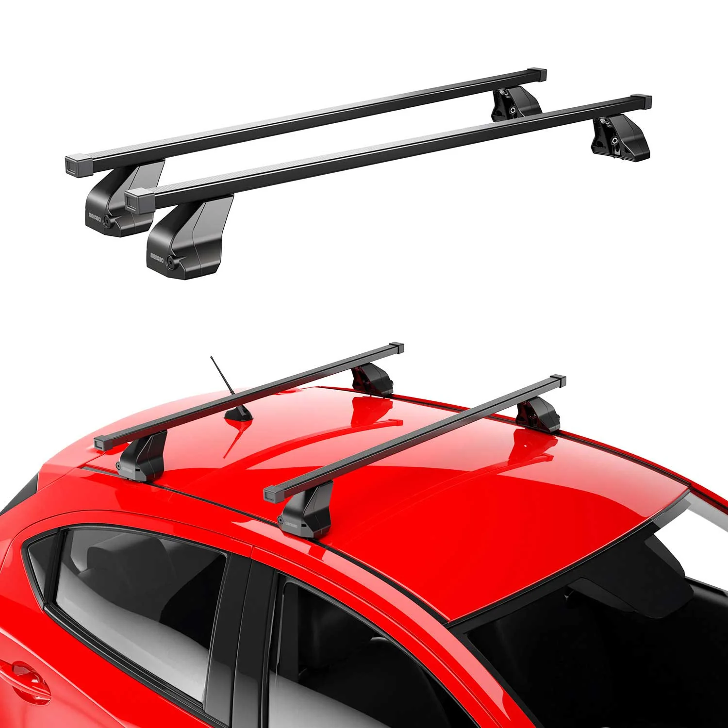 Top Roof Racks Cross Bars fits BMW 2 Series G42 Coupé 2022-26 Black Steel 2x - Image 2