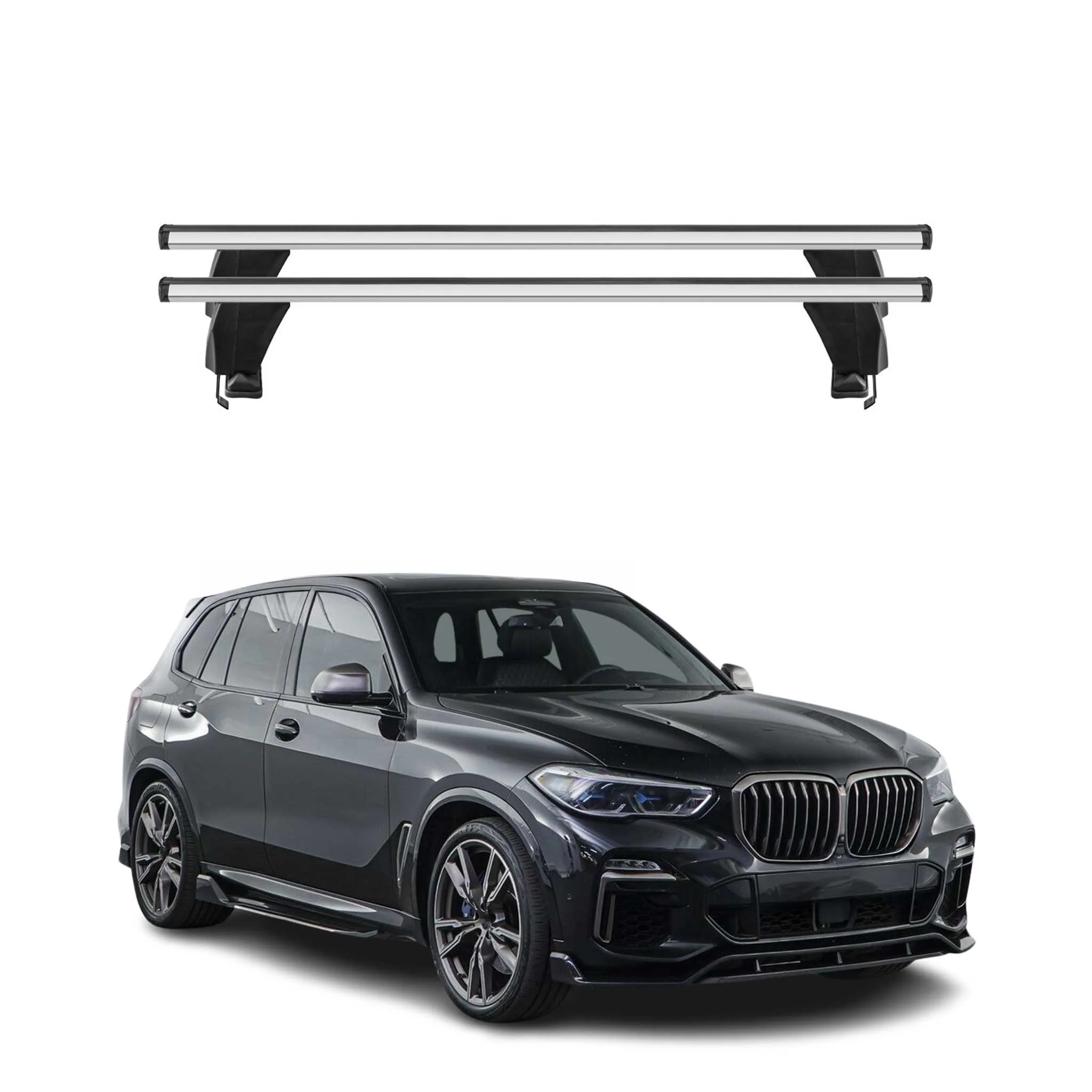 Top Roof Racks Cross Bars fits BMW X5 G05 2019-2026 2Pcs Gray Aluminium