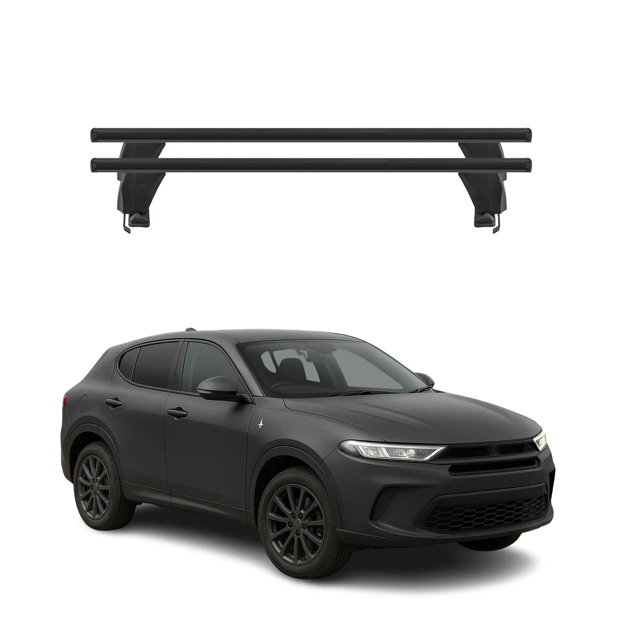 Top Roof Racks Cross Bars fits Dodge Hornet 2023-2025 2Pcs Black Aluminium