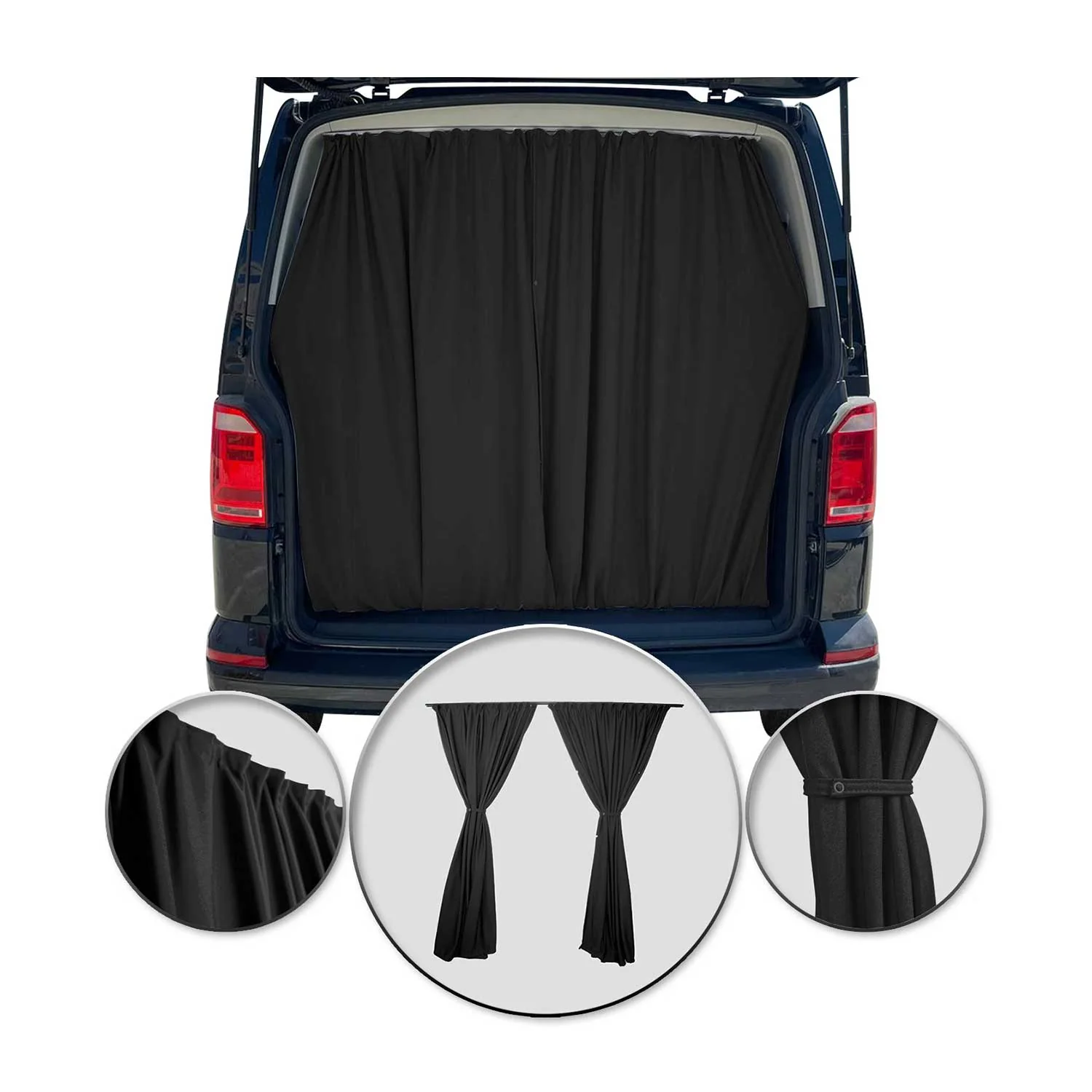 Chevrolet Astro Trunk Tailgate Curtains Black 2 Privacy Curtains
