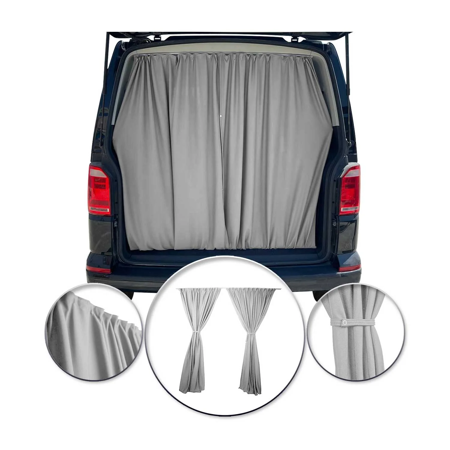 Chevrolet Express Trunk Tailgate Curtains Gray 2 Privacy Curtains