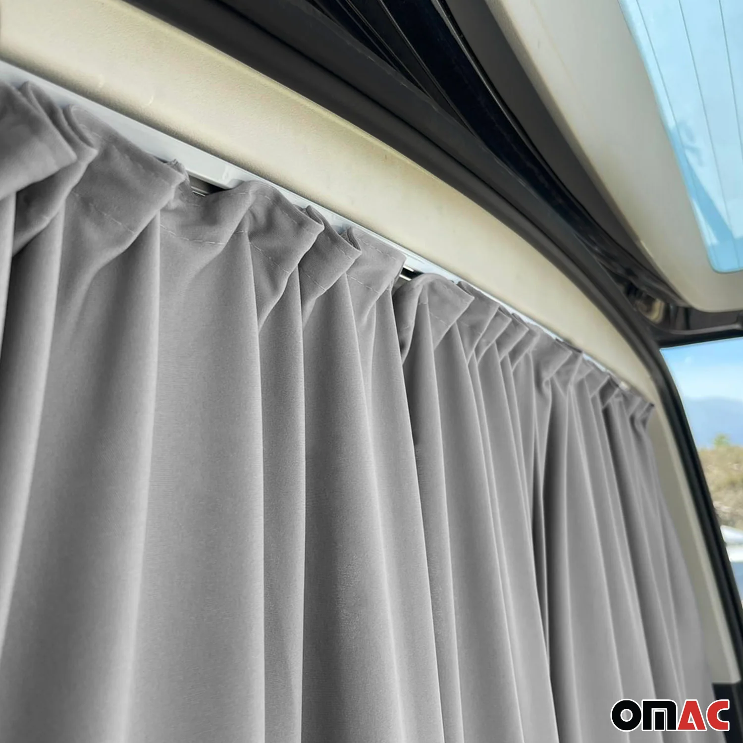 Chevrolet Express Trunk Tailgate Curtains Gray 2 Privacy Curtains - Image 6