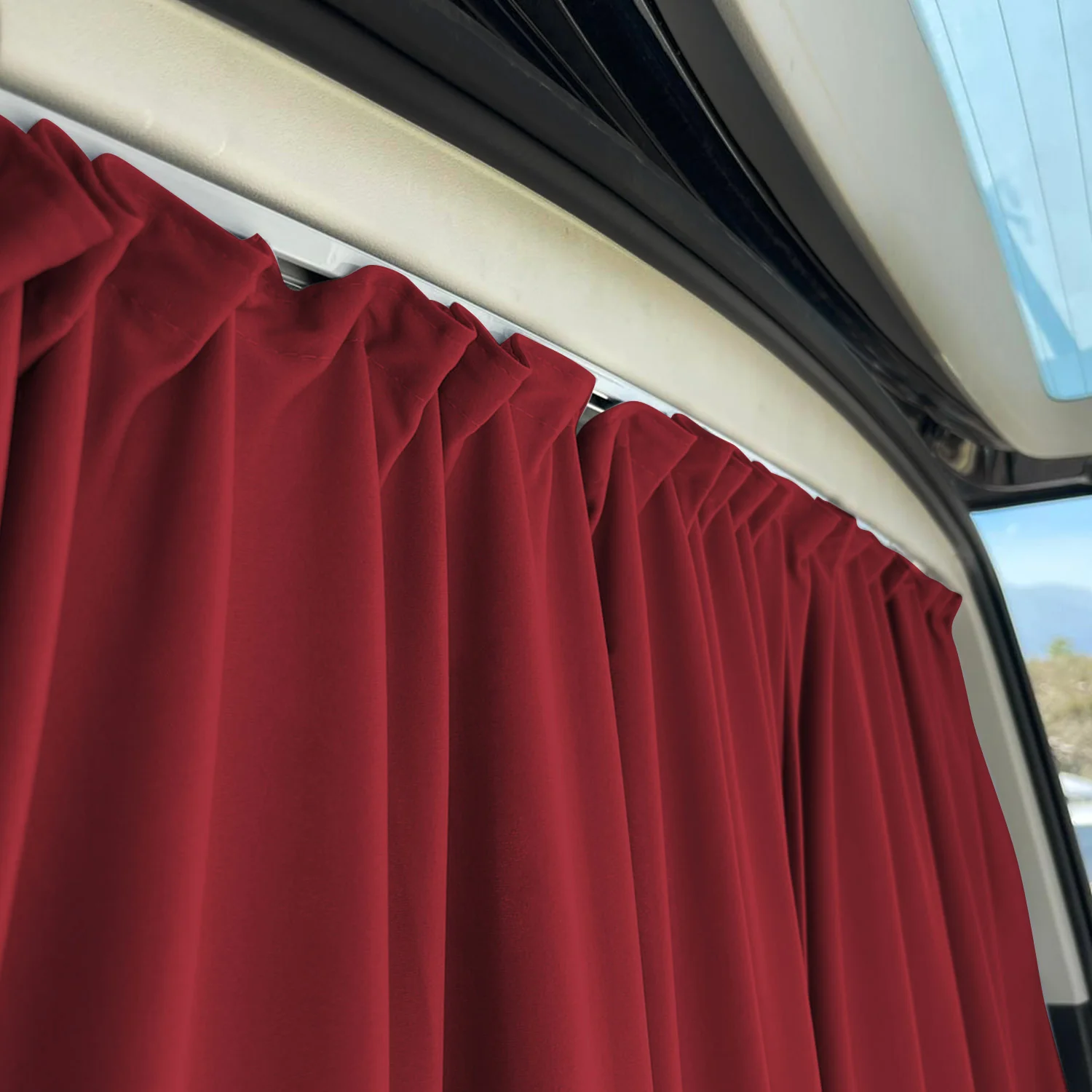 Chevrolet Express Trunk Tailgate Curtains Red 2 Privacy Curtains - Image 6