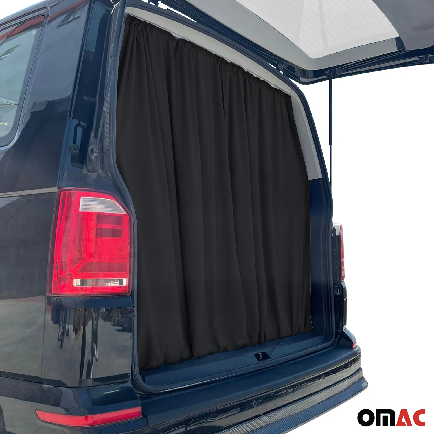 GMC Safari Trunk Tailgate Curtains Black 2 Privacy Curtains - Image 5