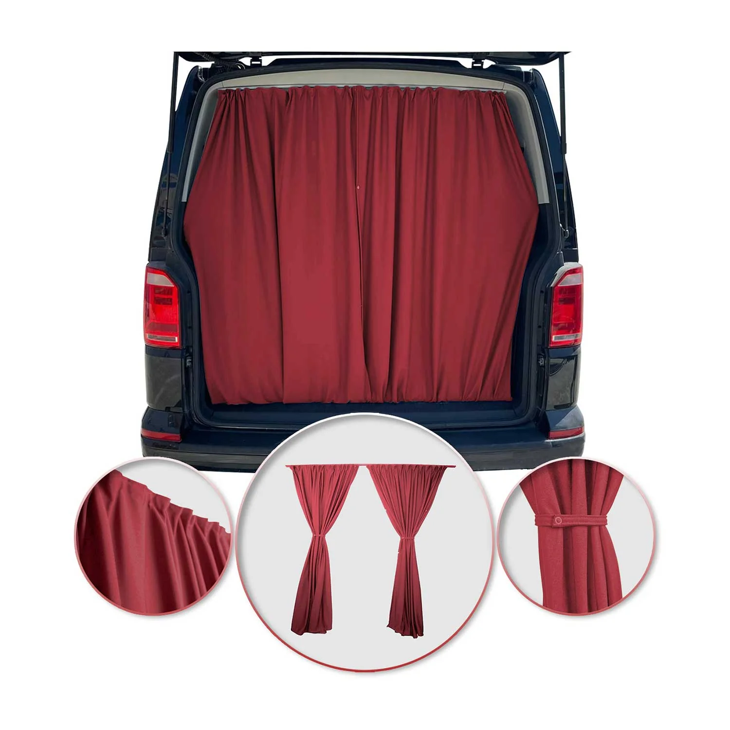 Mercedes Sprinter Trunk Tailgate Curtain Red 2 Privacy Curtains