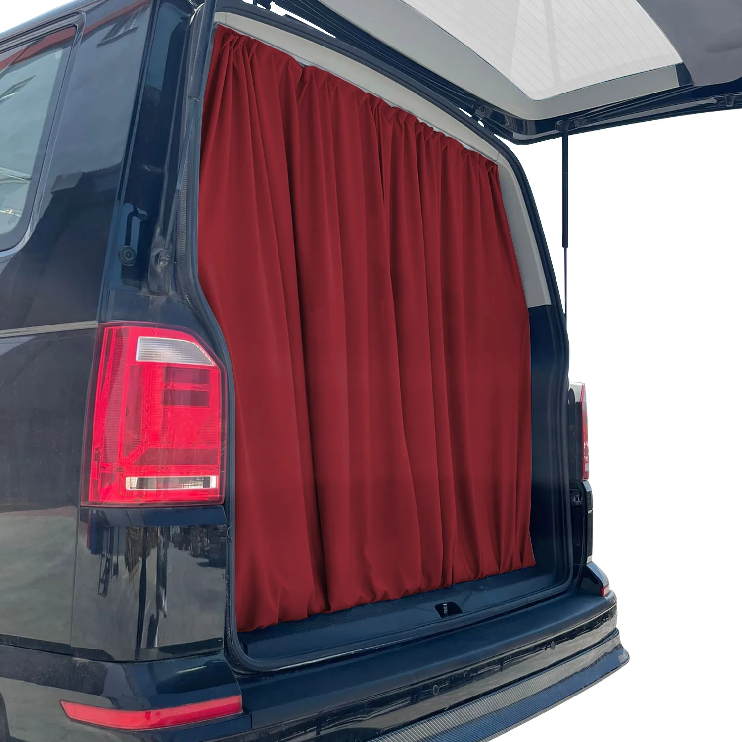 Mercedes Sprinter Trunk Tailgate Curtain Red 2 Privacy Curtains - Image 5