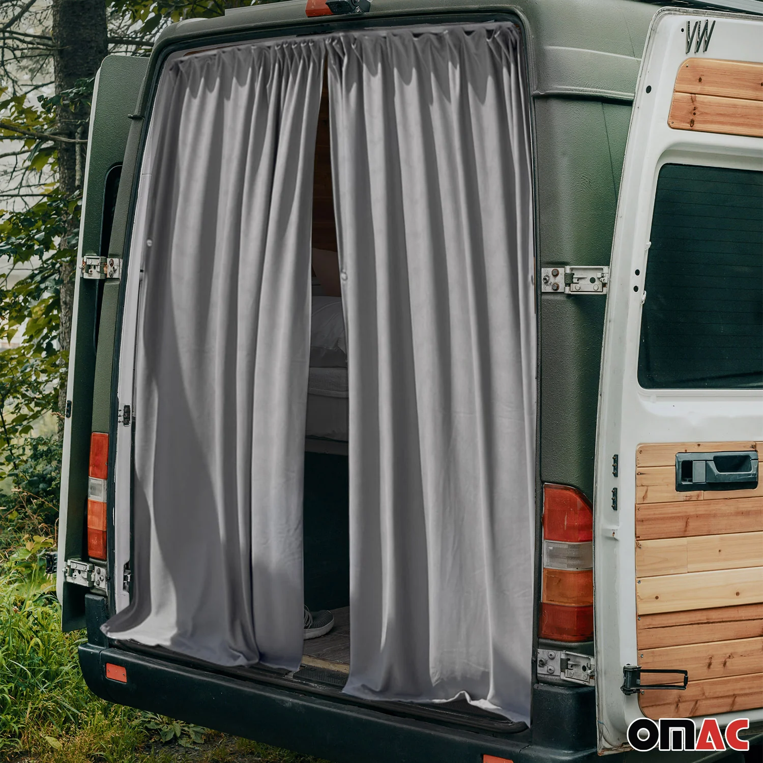 RAM ProMaster City Trunk Tailgate Curtain Gray 2 Privacy Curtains - Image 2