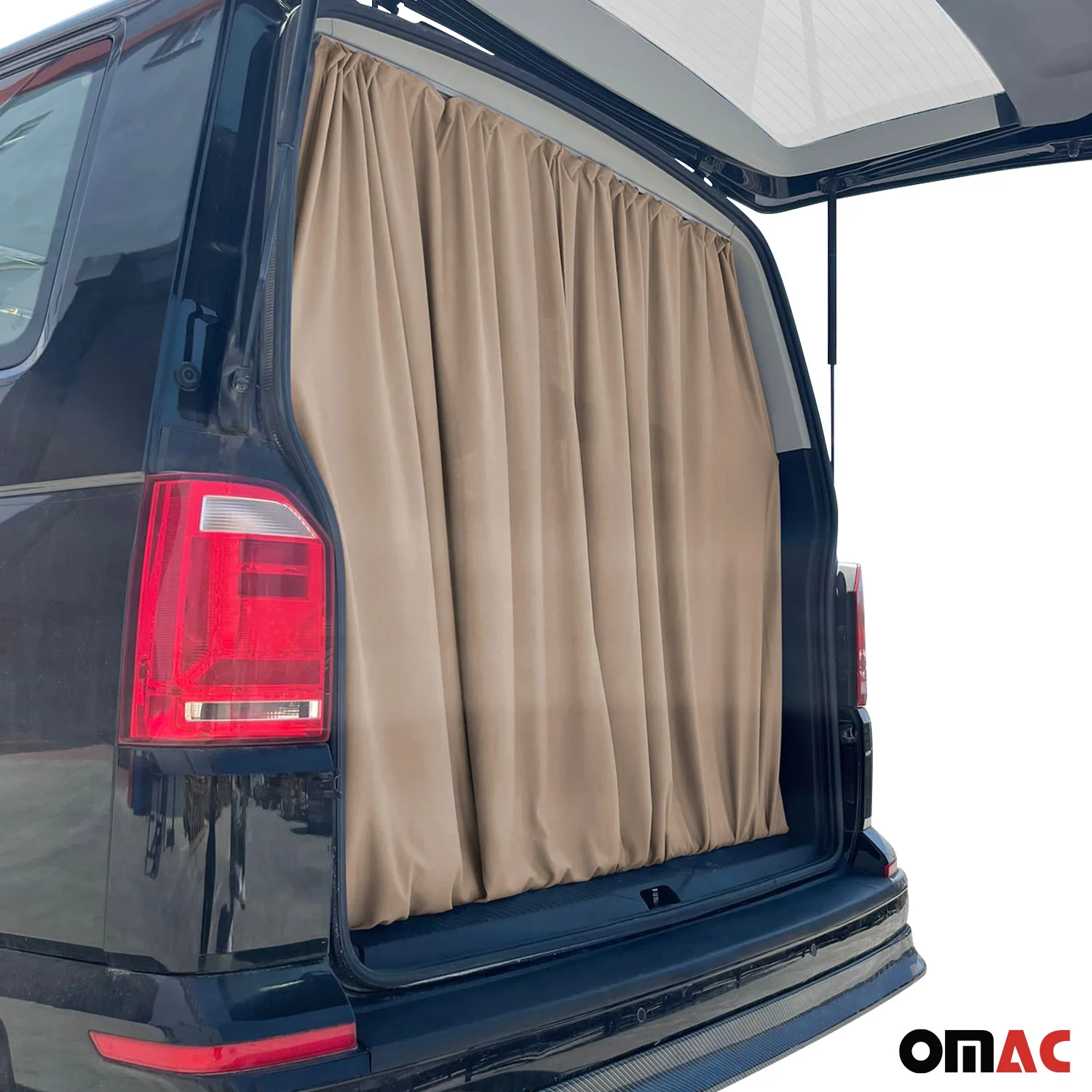 RAM ProMaster City Trunk Tailgate Curtain Beige 2 Privacy Curtains - Image 5