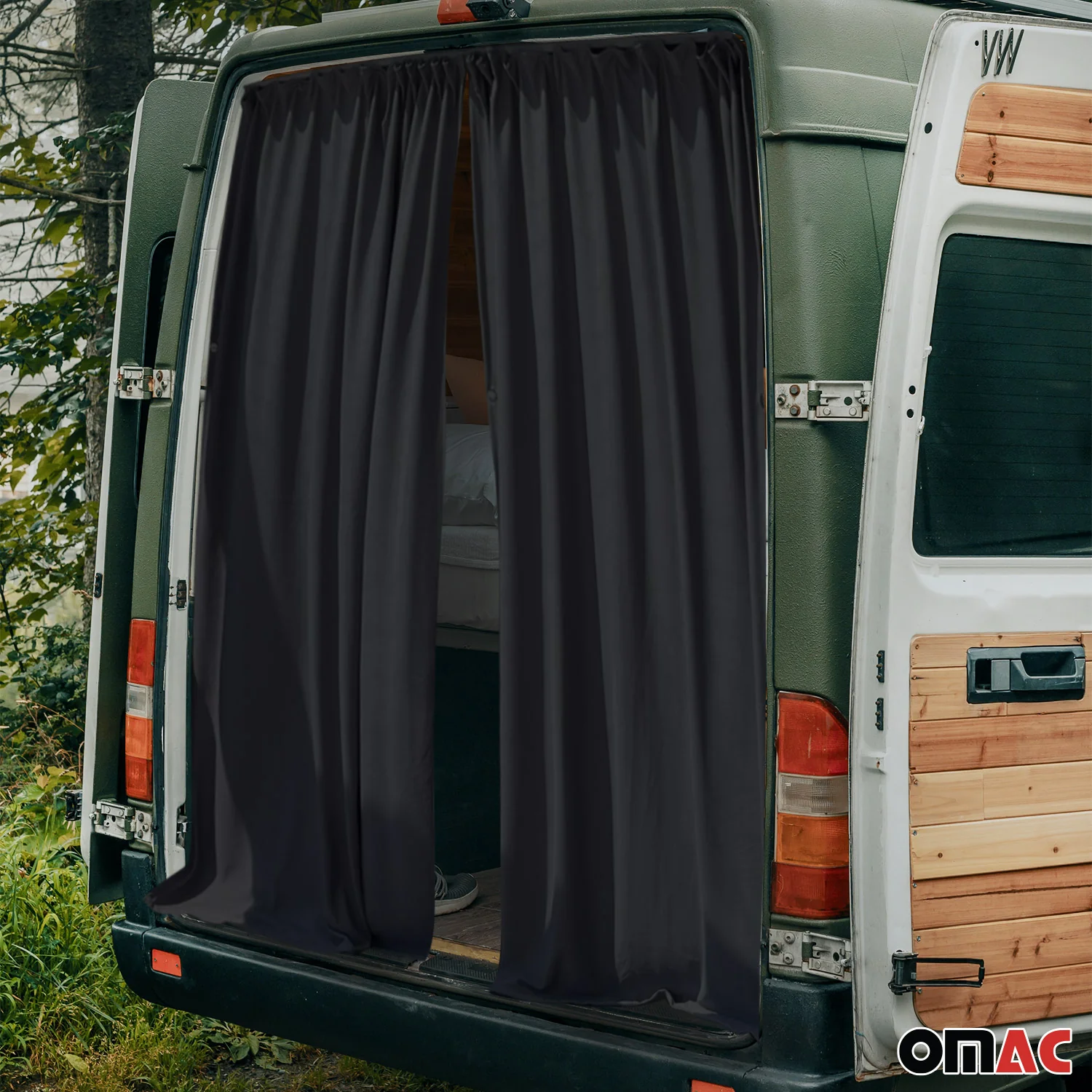 RAM ProMaster Trunk Tailgate Curtains Black 2 Privacy Curtains - Image 2