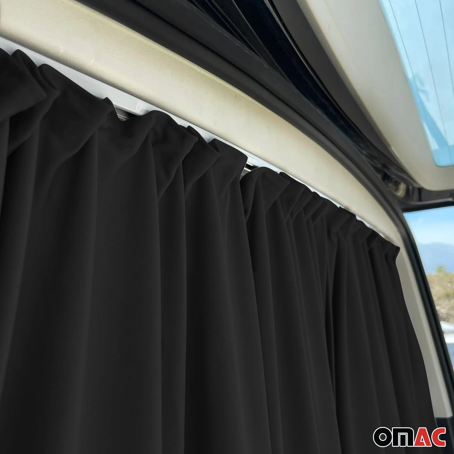 RAM ProMaster Trunk Tailgate Curtains Black 2 Privacy Curtains - Image 6
