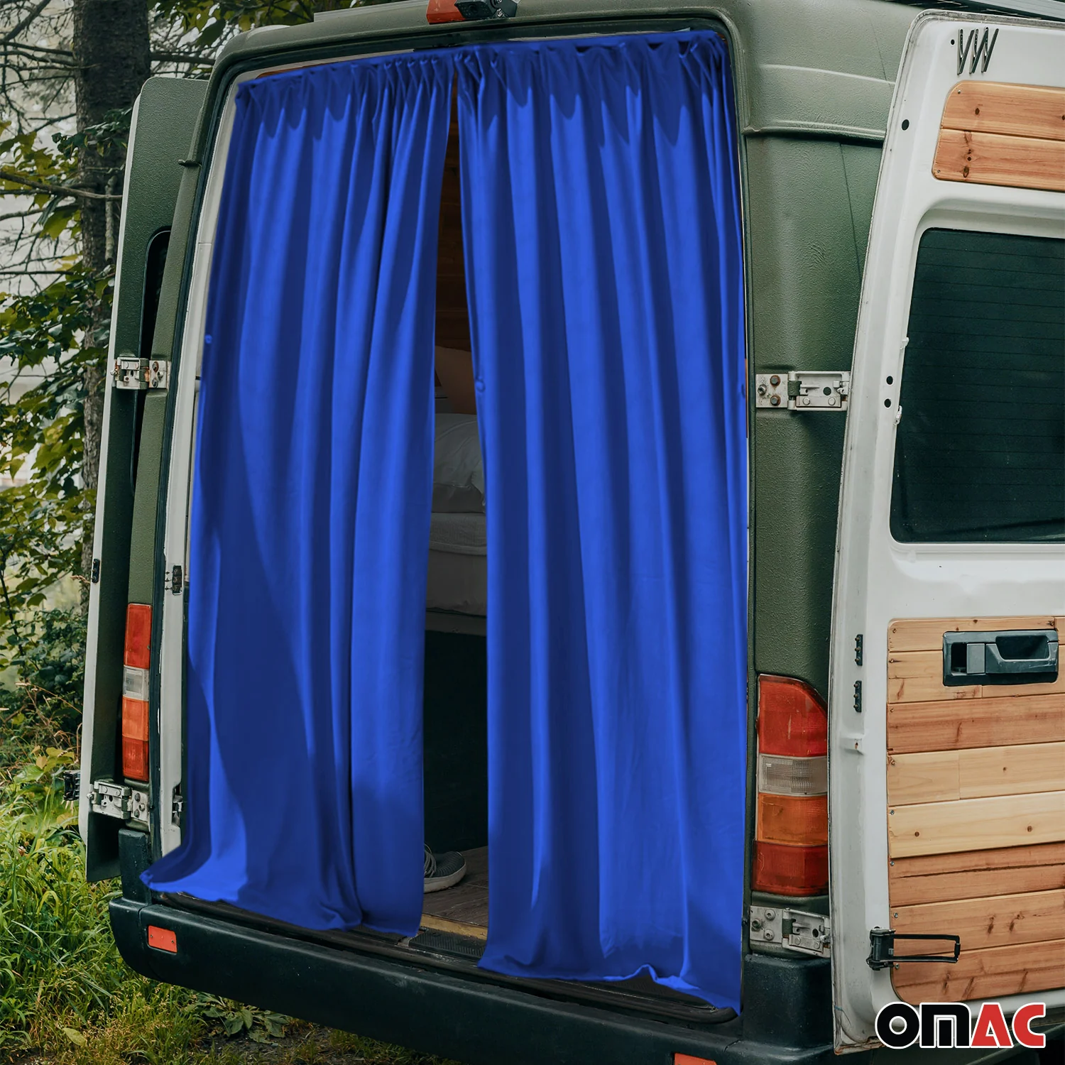 RAM ProMaster Trunk Tailgate Curtains Blue 2 Privacy Curtains - Image 2